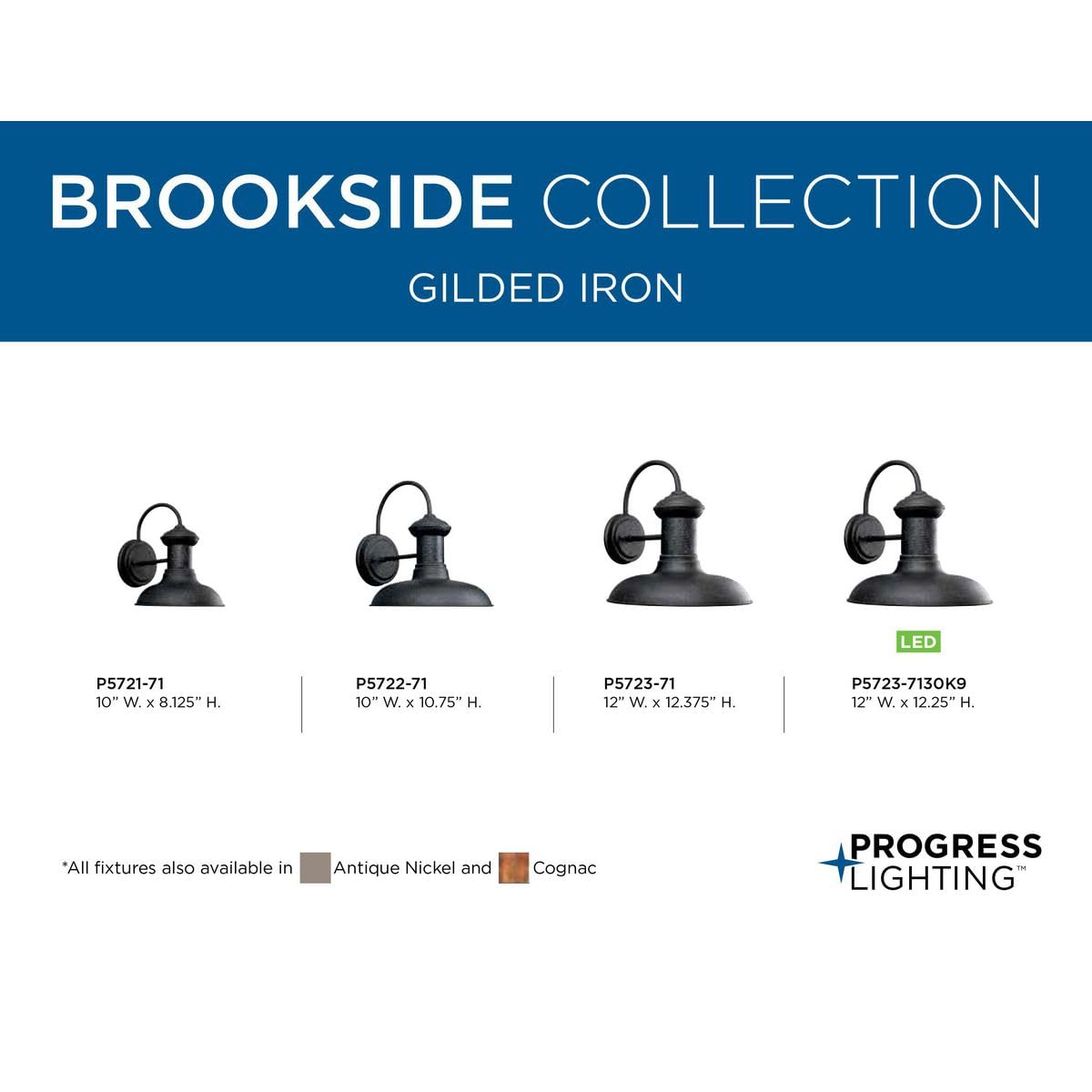 Progress Lighting Brookside Small Outdoor Wall Lantern Light, Gilded Iron thumbnail