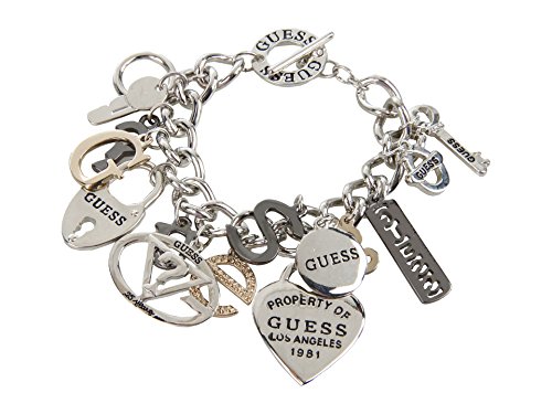 GUESS "Basic" Mixed Metal Logo Charm Toggle Charm Bracelet | Link Bracelet, GUESS Logo Charms, For Women thumbnail