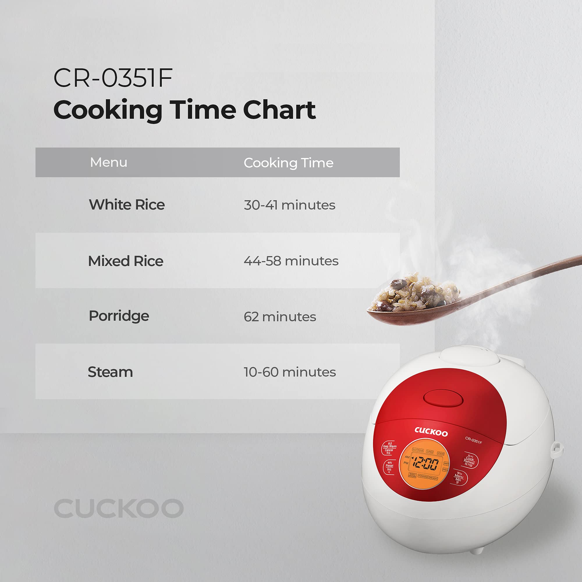 CUCKOO Micom Fuzzy Logic Rice Cooker, 6-Cup Cooked, Red, CR-0351FR thumbnail