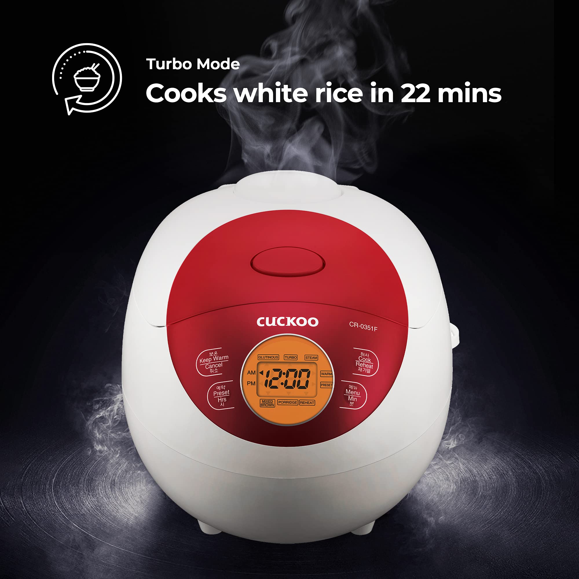 CUCKOO Micom Fuzzy Logic Rice Cooker, 6-Cup Cooked, Red, CR-0351FR thumbnail