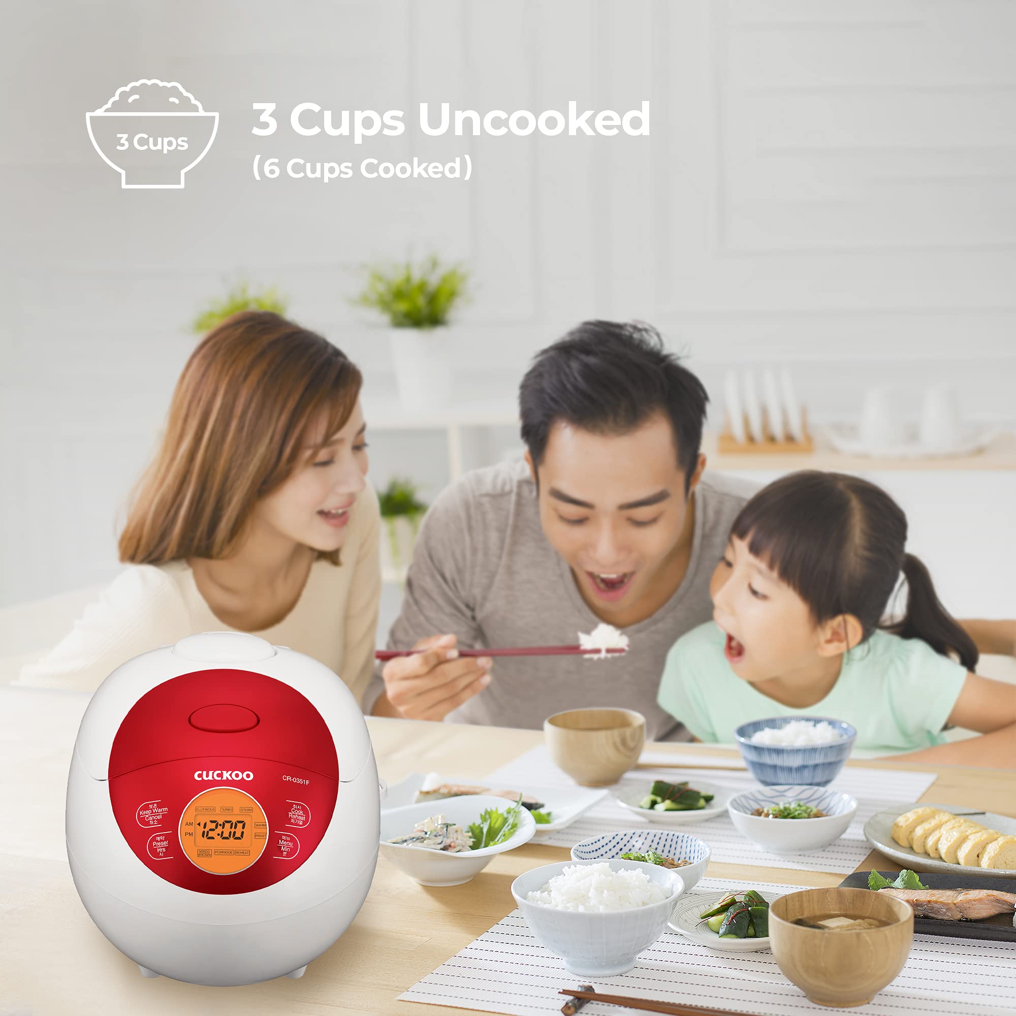 CUCKOO Micom Fuzzy Logic Rice Cooker, 6-Cup Cooked, Red, CR-0351FR thumbnail