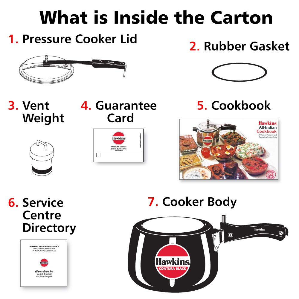Hawkins 3 Litre Contura Black Pressure Cooker, Hard Anodised Inner Lid Cooker, Handi Cooker, Black (CB30) thumbnail