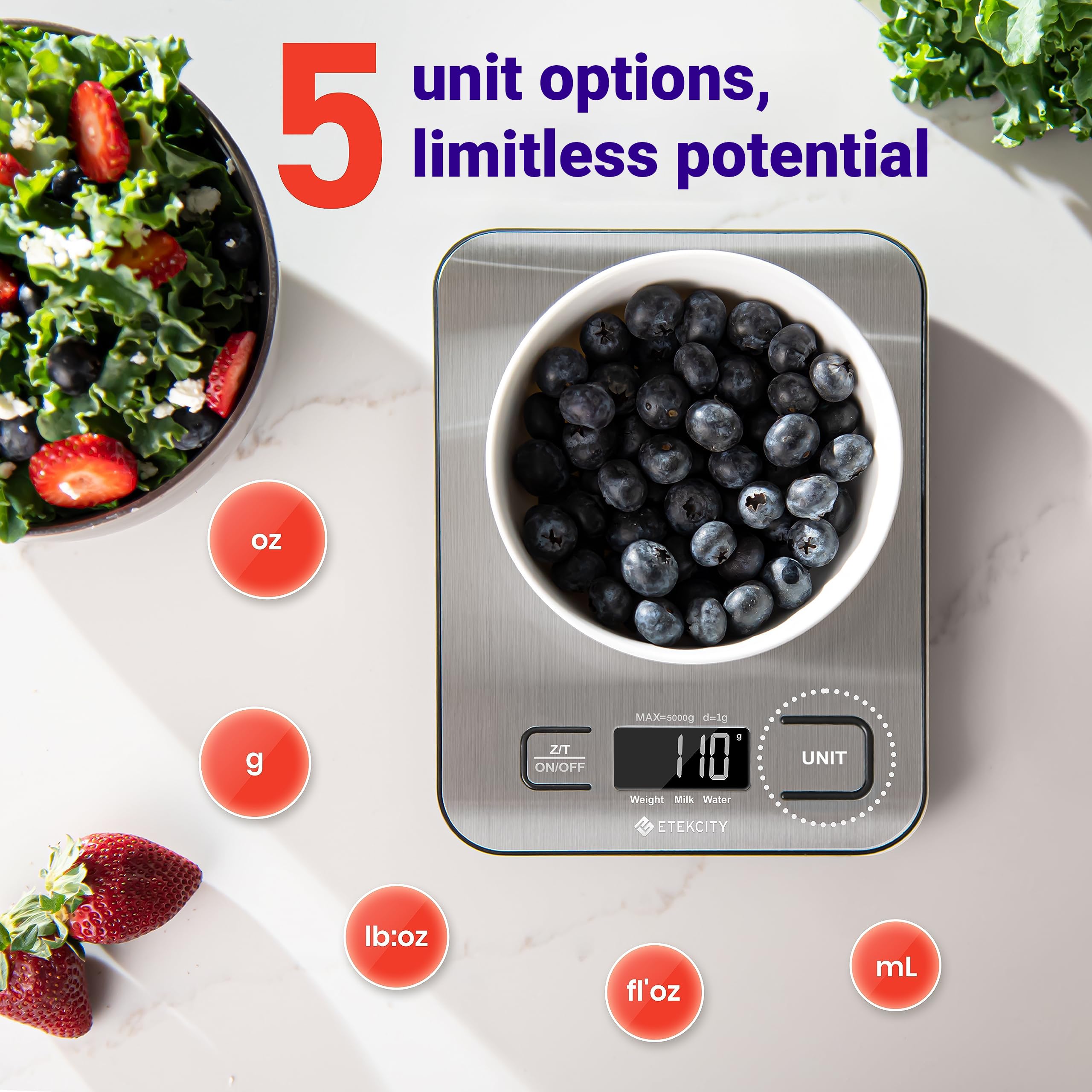 Etekcity Food Kitchen Scale, Digital Grams and Ounces, 11lb thumbnail