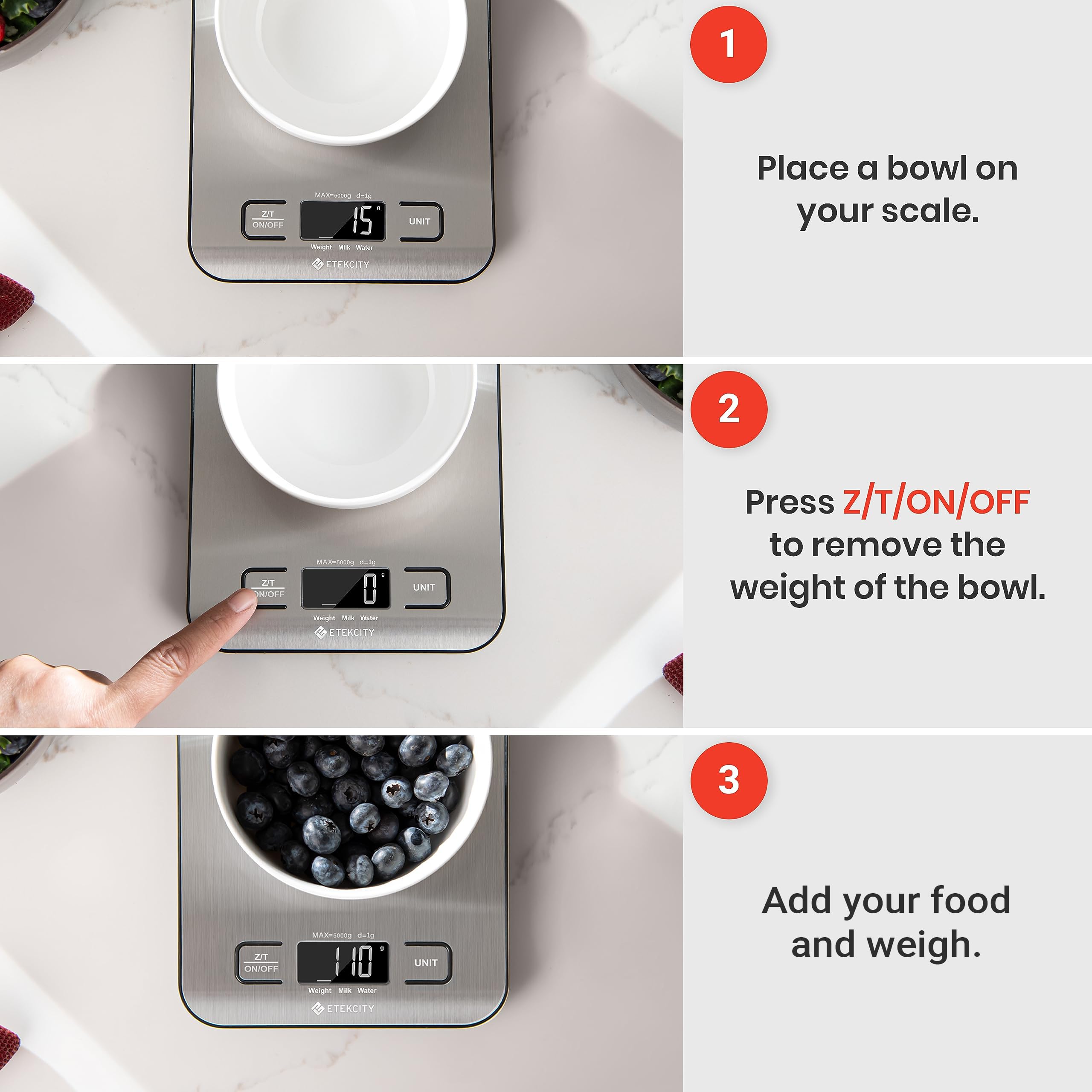 Etekcity Food Kitchen Scale, Digital Grams and Ounces, 11lb thumbnail