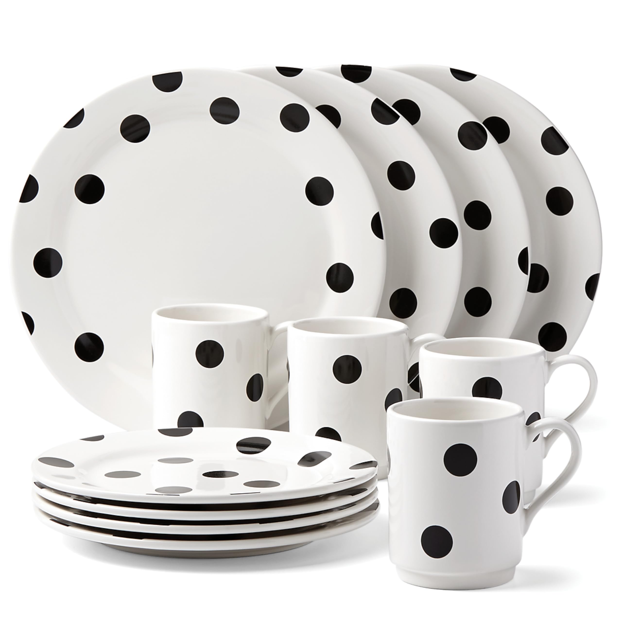 kate spade new york Deco Dot Stoneware 12-Piece Dinnerware Set for 4
