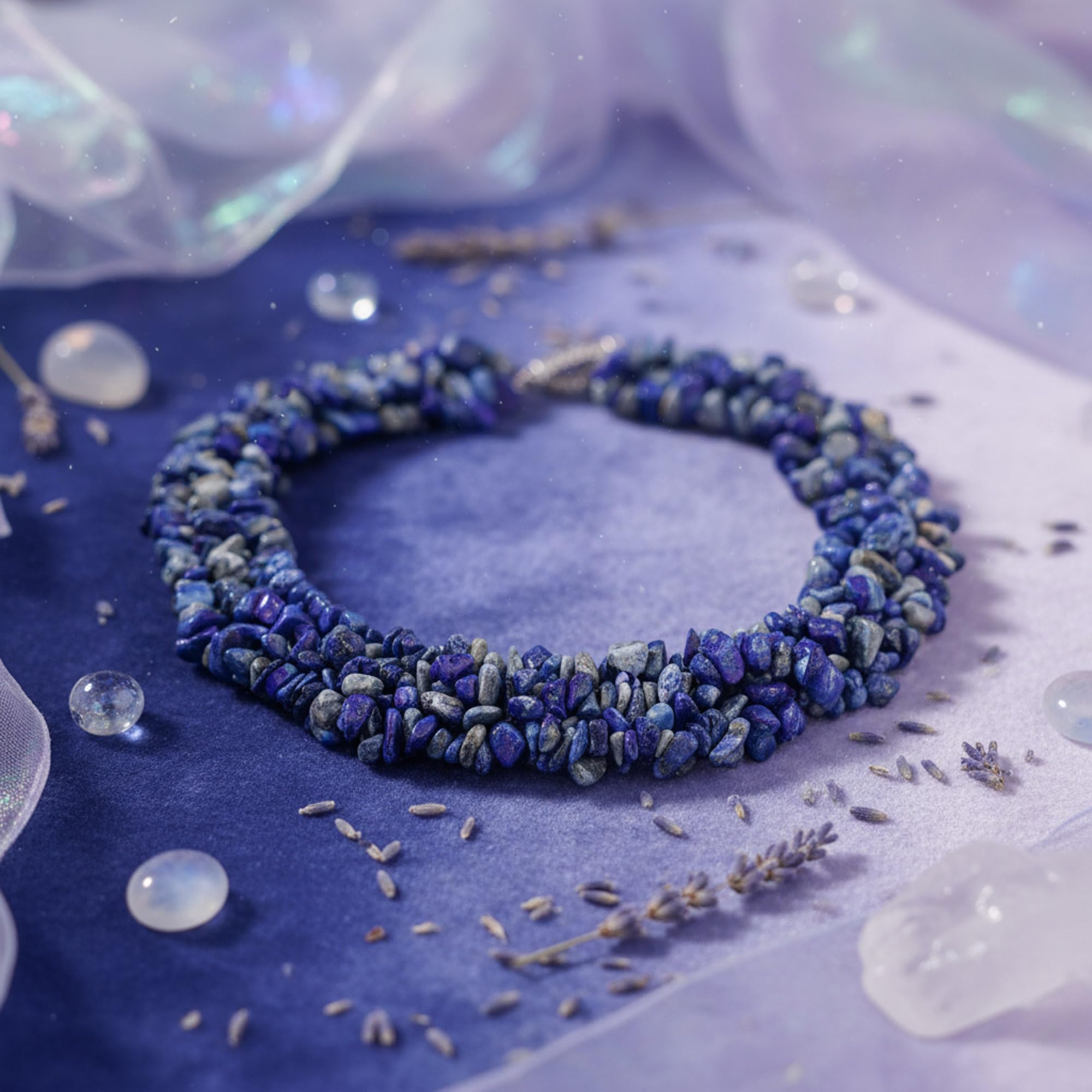 Bling Jewelry Big Chunky Purple Amethyst Pink Quartz Black Onyx Blue Lapis Green Pink Quartz Blue Red Turquoise Gemstone Chips Cluster Multi Strand Statement Bib Collar Necklace For Women thumbnail