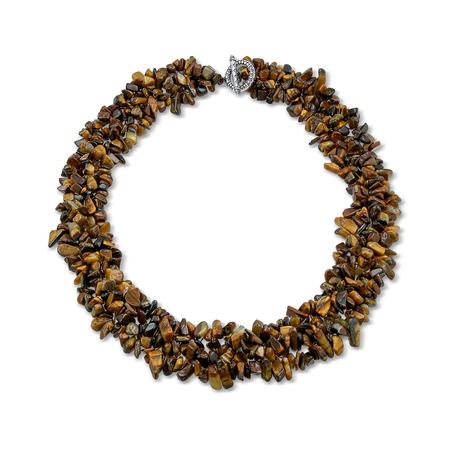 Bling Jewelry Big Chunky Purple Amethyst Pink Quartz Black Onyx Blue Lapis Green Pink Quartz Blue Red Turquoise Gemstone Chips Cluster Multi Strand Statement Bib Collar Necklace For Women thumbnail