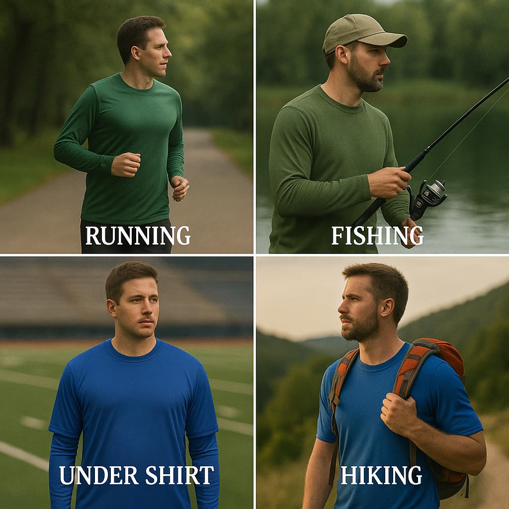 Men's Long Sleeve Moisture Wicking Athletic Shirts, Dry Fit Long Sleeve UV Protection Shirts Men for Workout, Running, Hiking thumbnail