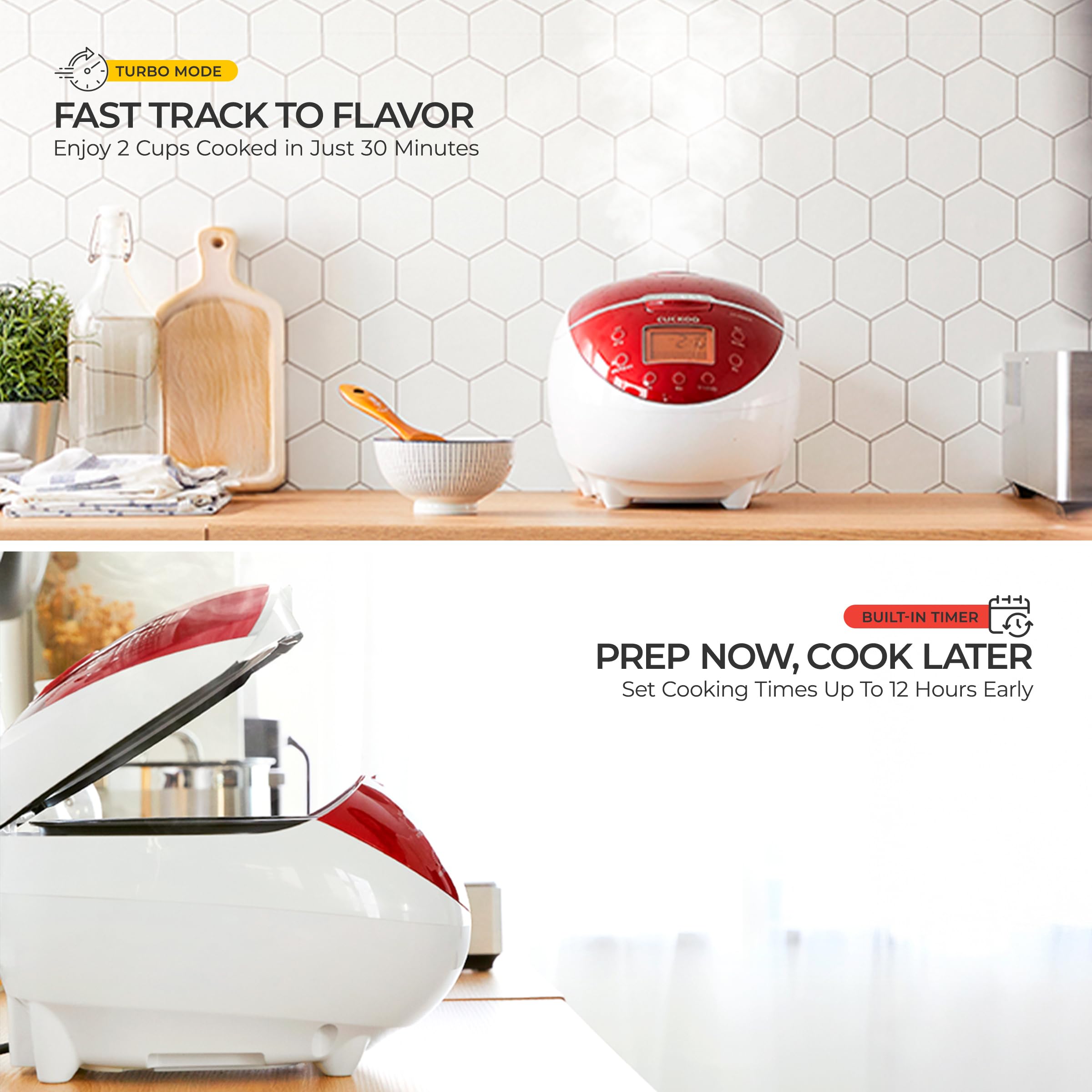 CUCKOO Micom Rice Cooker 6 Cup Uncooked / 12 Cup Cooked, Fuzzy Logic Rice Maker with Delay Timer & Keep Warm Setting, Versatile Food Steamer for Cooking, Non-Stick Inner Pot, Red (CR-0655F) thumbnail