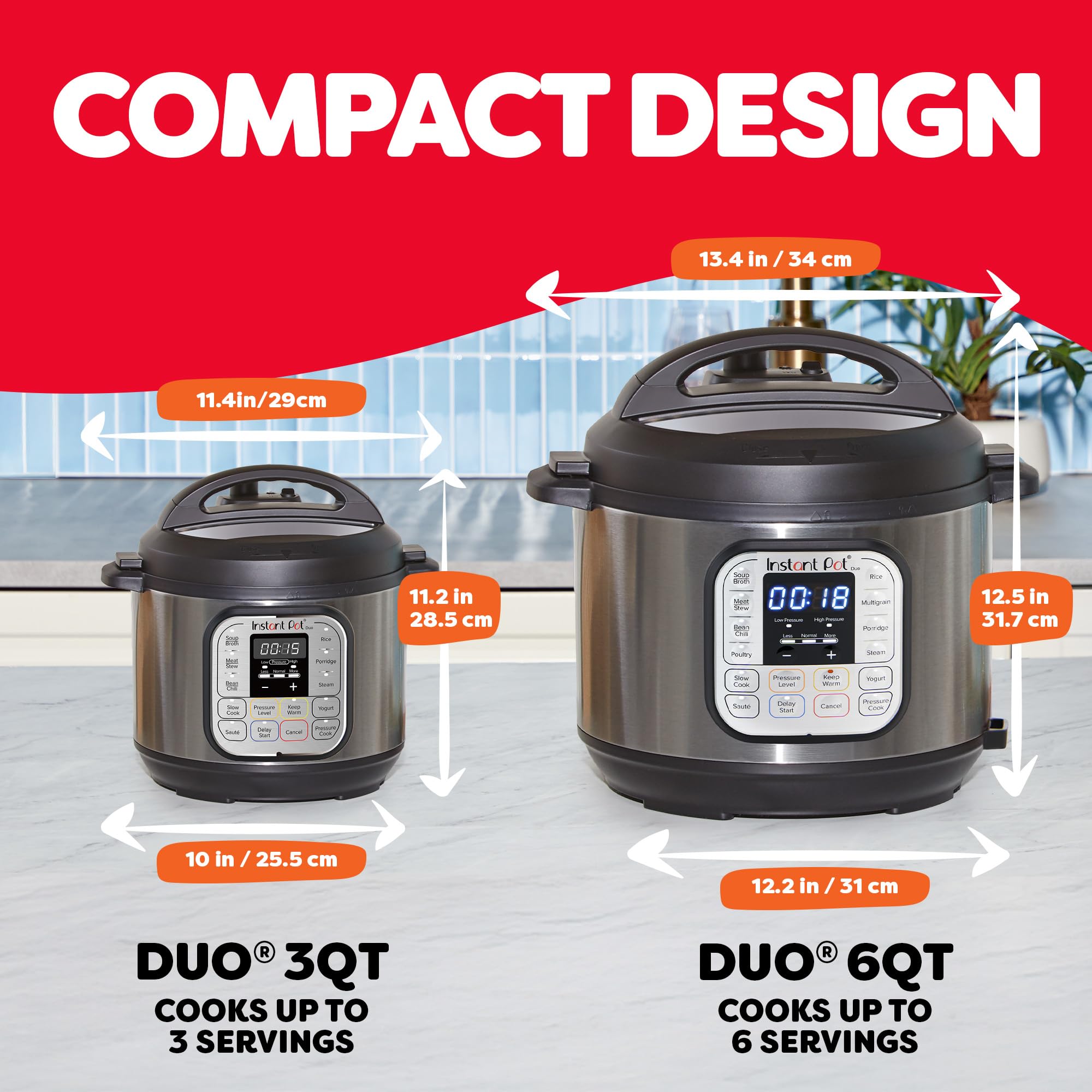 Instant Pot Duo 7-in-1 Mini Electric Pressure Cooker, Slow Rice Cooker, Steamer, Sauté, Yogurt Maker, Warmer & Sterilizer, Includes Free App with over 1900 Recipes, Stainless Steel, 3 Quart thumbnail