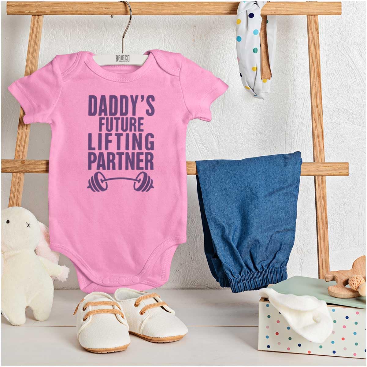 Brisco Brands Fathers Day Daddys Future Gym Partner Baby Bodysuit Jumper Boys thumbnail