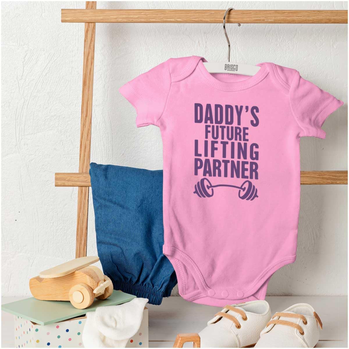 Brisco Brands Fathers Day Daddys Future Gym Partner Baby Bodysuit Jumper Boys thumbnail