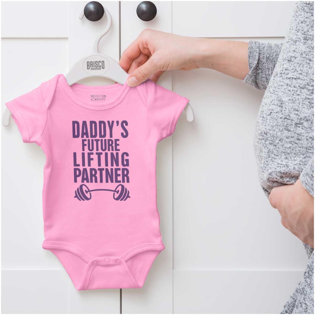 Brisco Brands Fathers Day Daddys Future Gym Partner Baby Bodysuit Jumper Boys thumbnail
