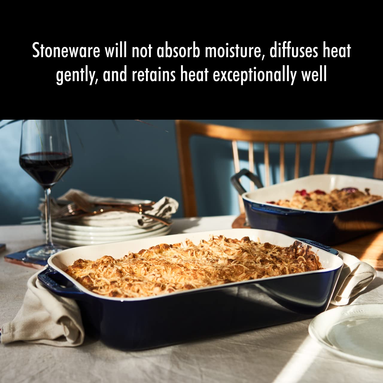 Staub 2-Pc Rectangular Ceramic Baking Dish Set, Oven Safe Up To 570°F, Blue thumbnail