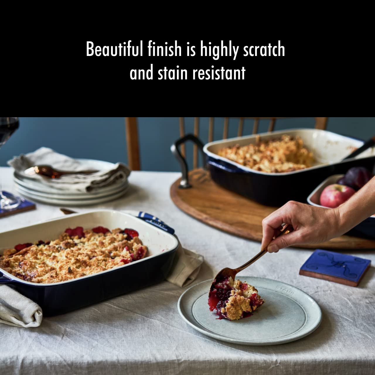 Staub 2-Pc Rectangular Ceramic Baking Dish Set, Oven Safe Up To 570°F, Blue thumbnail