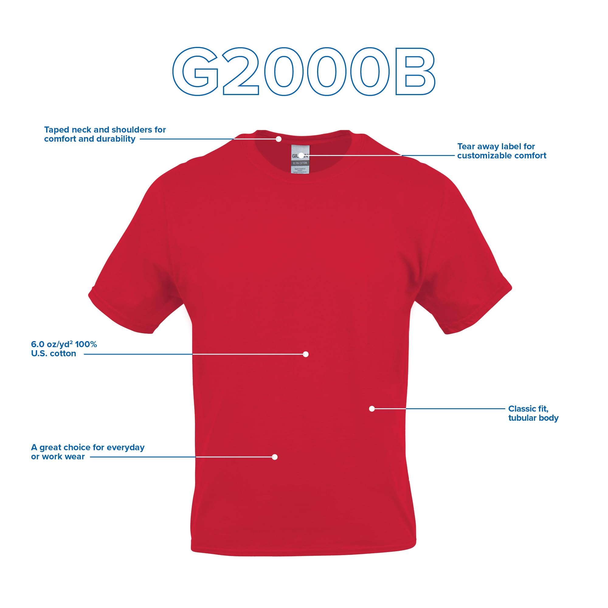 Gildan Youth Ultra Cotton T-Shirt, Style G2000B, Multipack thumbnail