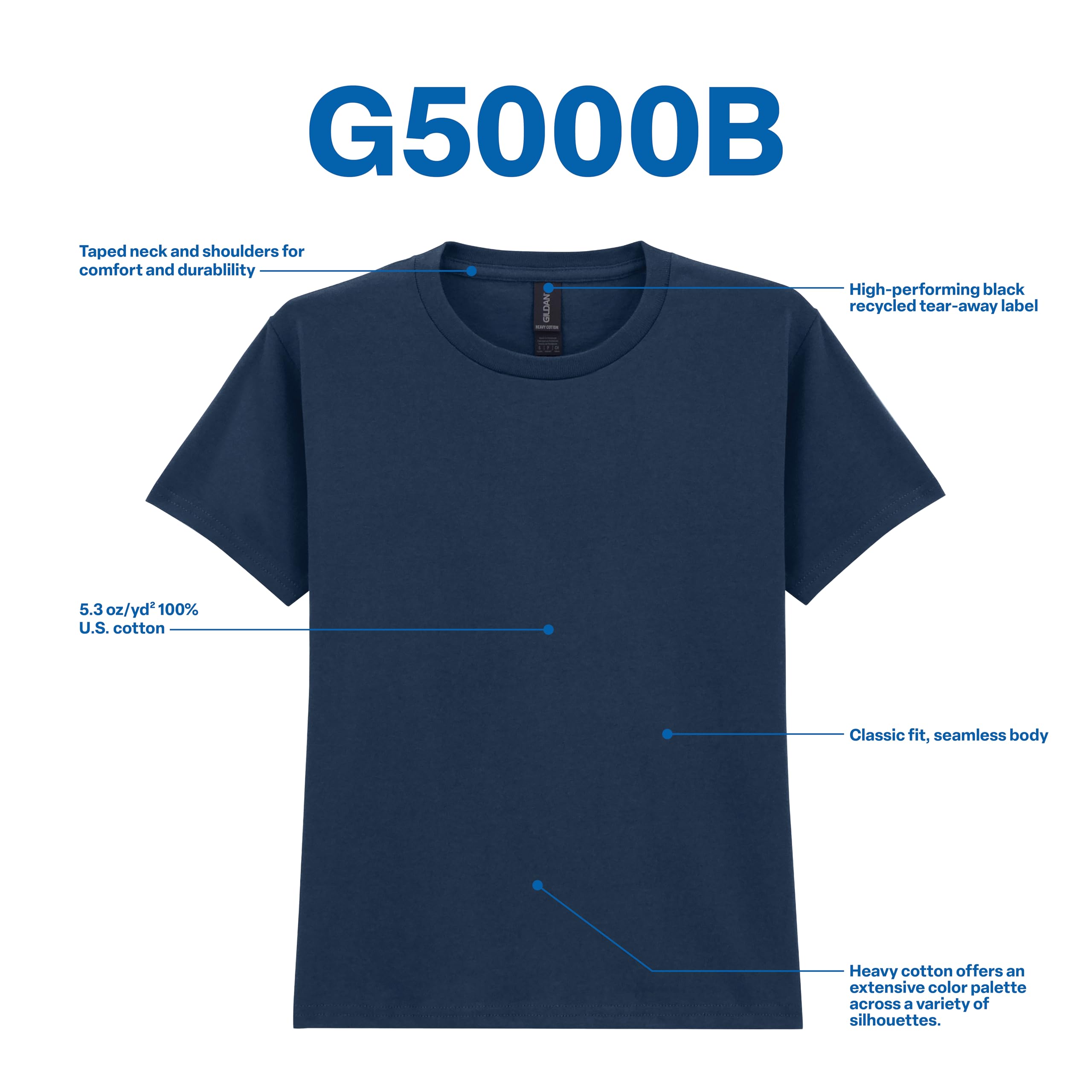 Gildan Unisex-Child Gildan Youth Heavy Cotton T-Shirt, Style G5000b, 2-Pack thumbnail