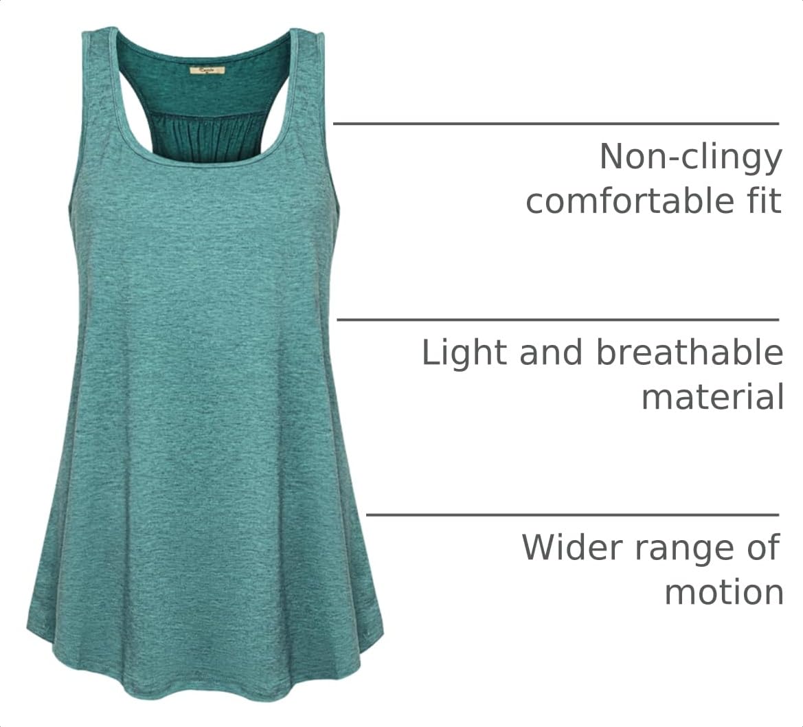 Cestyle Womens Sleeveless Scoop Neck Flowy Loose Fit Workout Shirts Racerback Long Tank Tops thumbnail