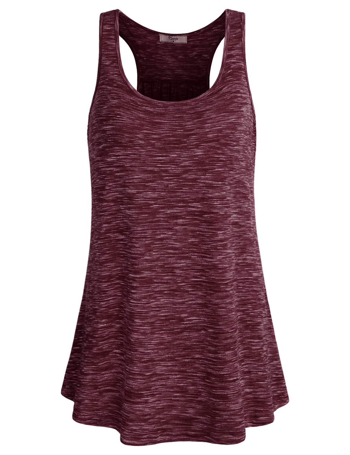 Cestyle Womens Sleeveless Scoop Neck Flowy Loose Fit Workout Shirts Racerback Long Tank Tops thumbnail