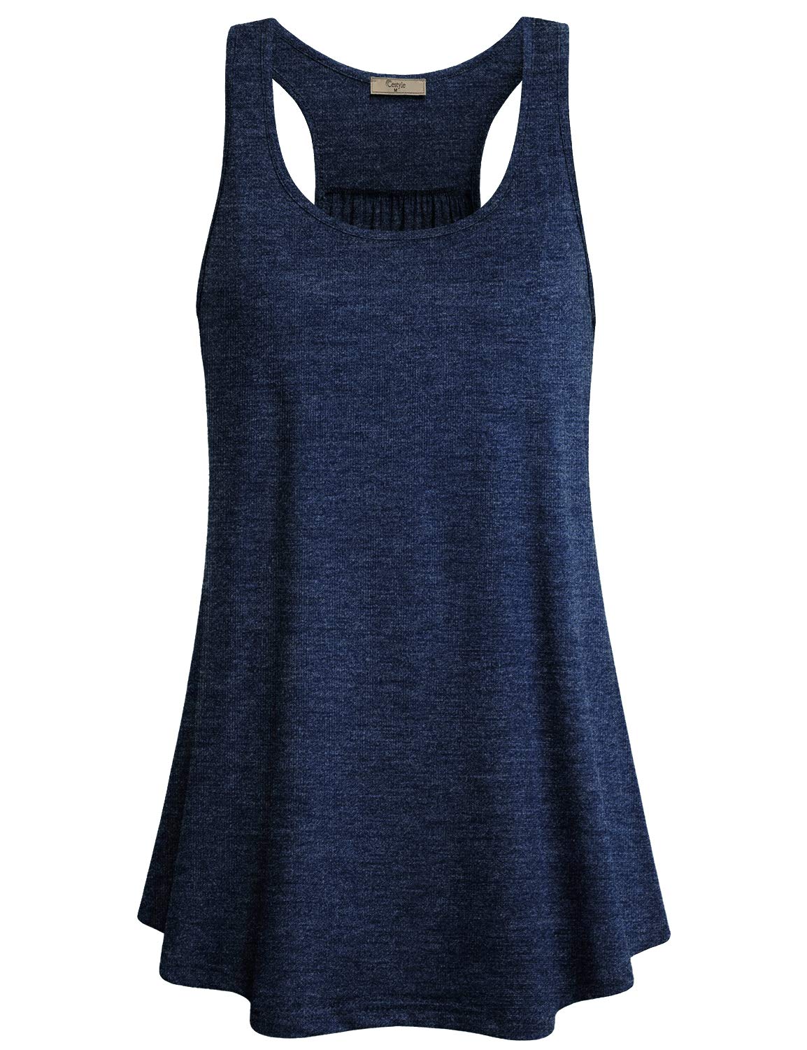 Cestyle Womens Sleeveless Scoop Neck Flowy Loose Fit Workout Shirts Racerback Long Tank Tops thumbnail