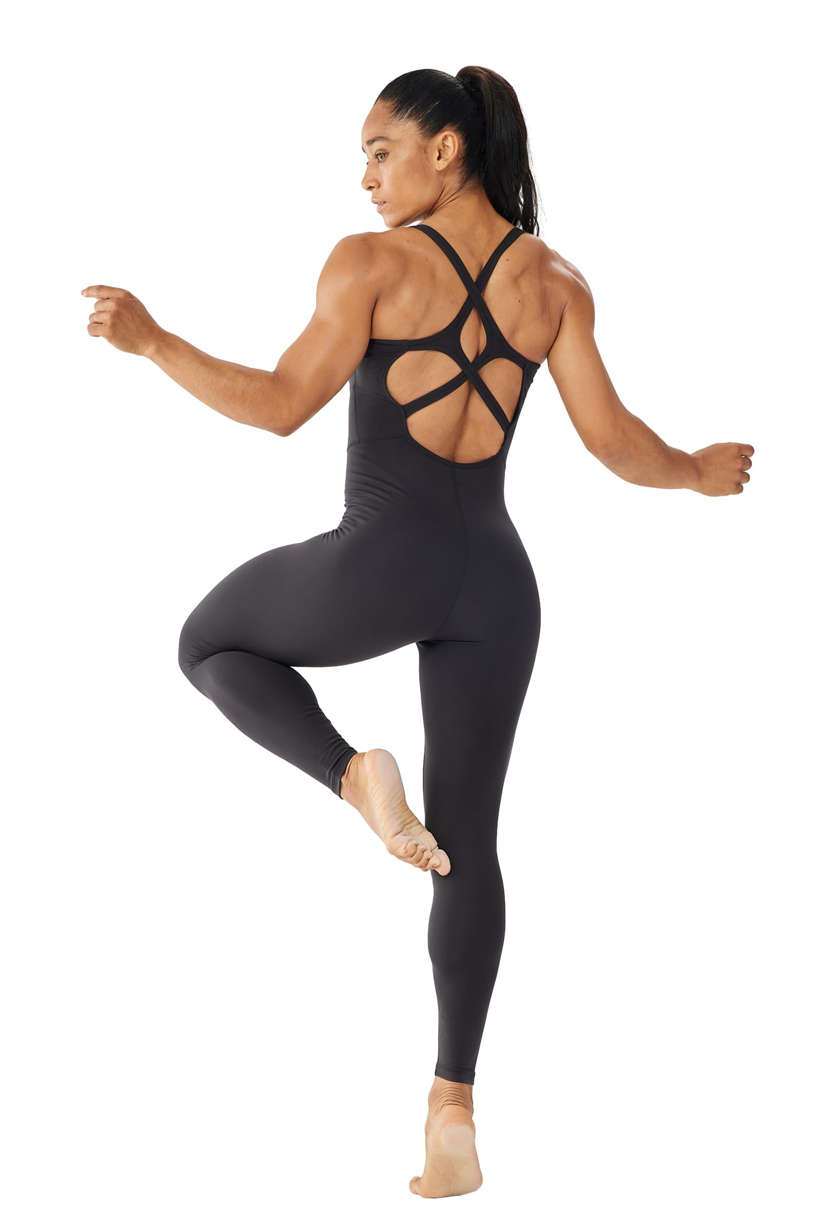 LOVESOFT Women's Sleevesless Bodysuit Dance Unitard, Backless Bodycon Rompers Jumpsuits for Workout Yoga