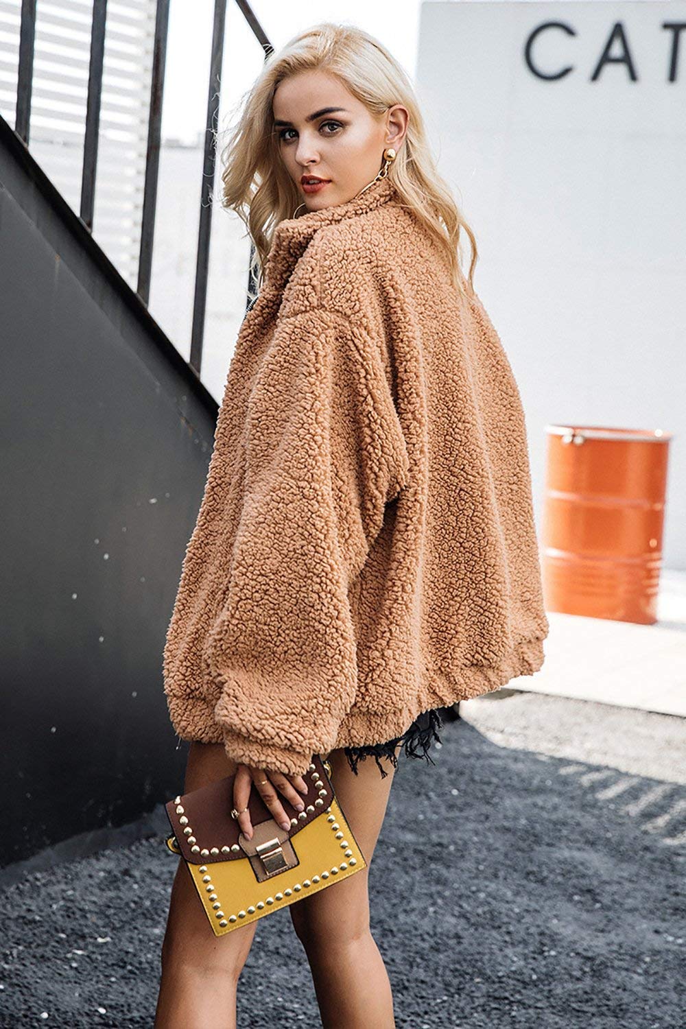 PRETTYGARDEN Women's Oversized Sherpa Fleece Coats | Fuzzy Fluffy Teddy Coat with Pockets, Soft Cozy Faux Fur Jacket, Casual Lapel Collar, Warm Winter Outerwear for Daily Wear thumbnail