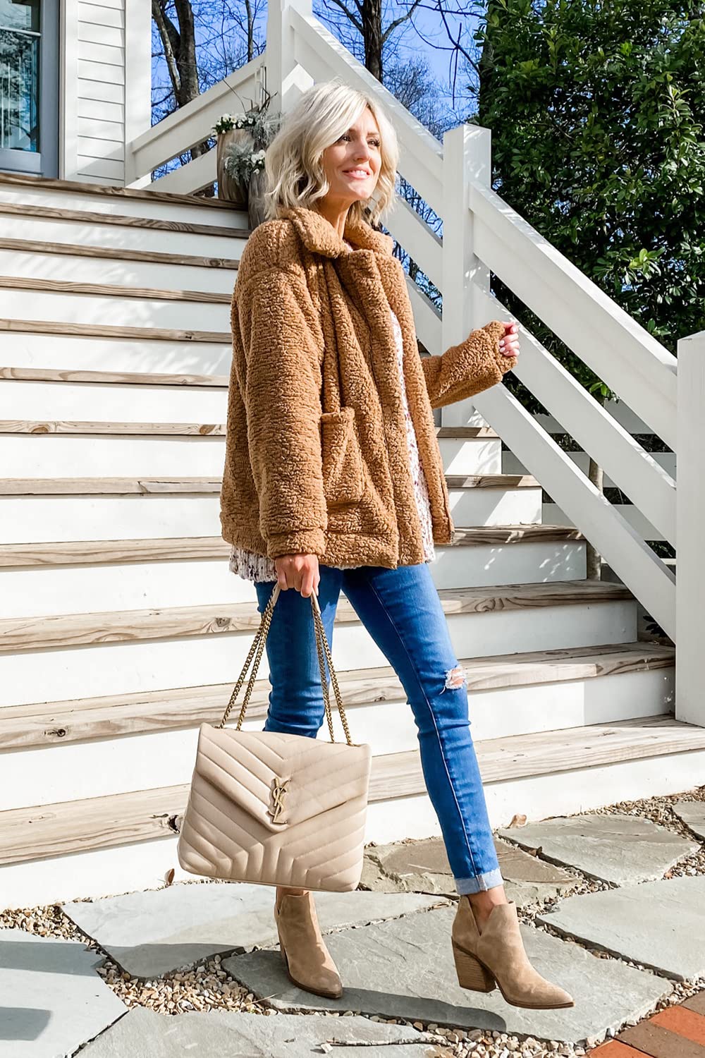 PRETTYGARDEN Women's Oversized Sherpa Fleece Coats | Fuzzy Fluffy Teddy Coat with Pockets, Soft Cozy Faux Fur Jacket, Casual Lapel Collar, Warm Winter Outerwear for Daily Wear thumbnail