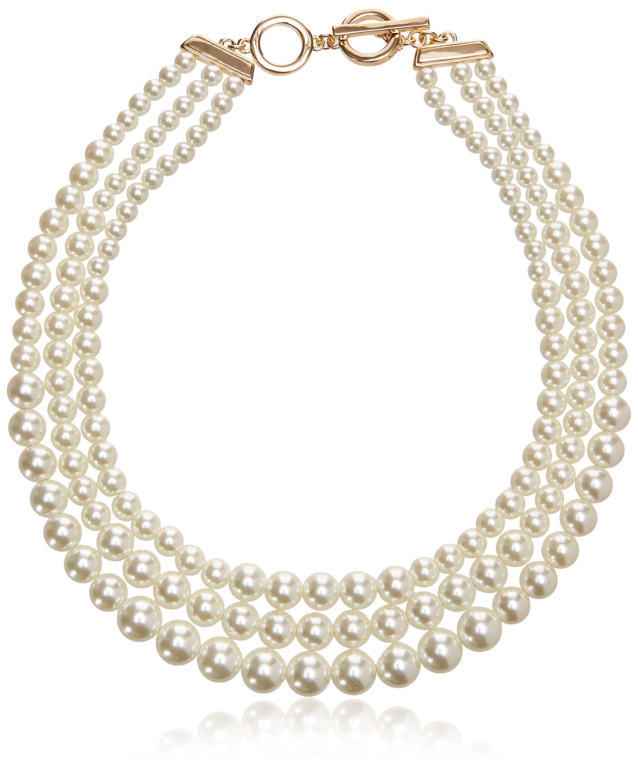 Anne Klein Women's Pearl Collar Necklace, Statement Fashion Jewelry with Pearl Accents and Adjustable Extender for Everyday and Dress Wear