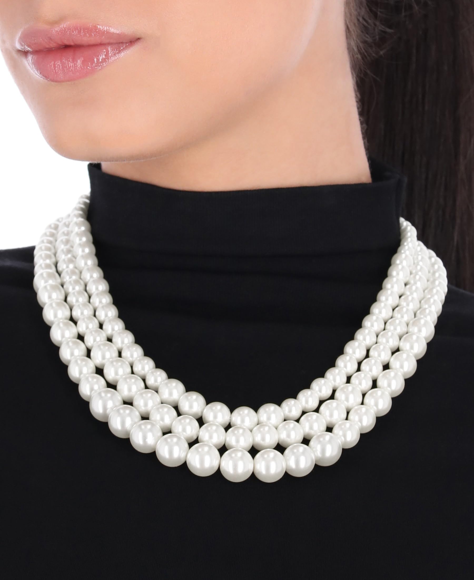 Anne Klein Women's Pearl Collar Necklace, Statement Fashion Jewelry with Pearl Accents and Adjustable Extender for Everyday and Dress Wear thumbnail