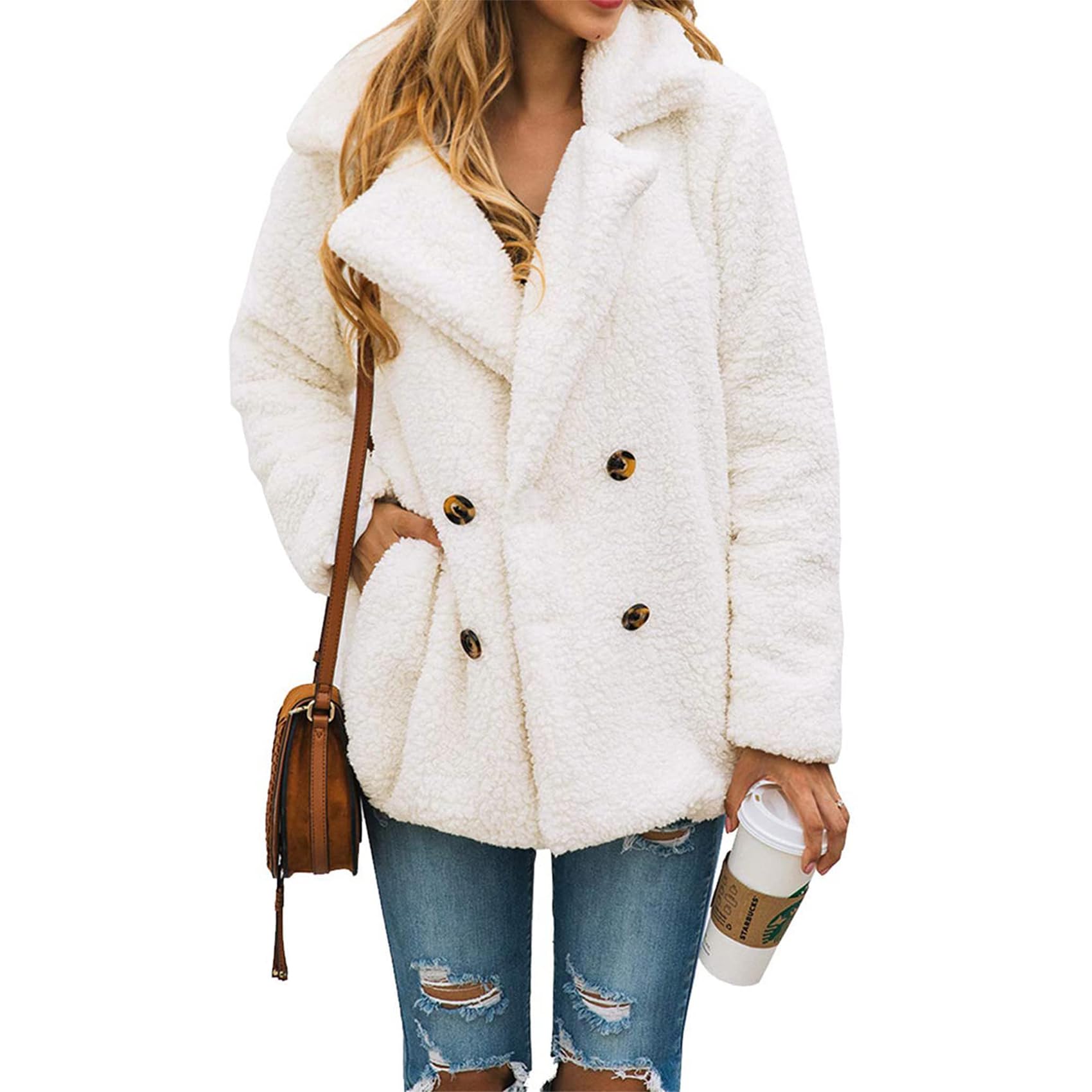 PRETTYGARDEN Women's Oversized Sherpa Fleece Coats | Fuzzy Fluffy Teddy Coat with Pockets, Soft Cozy Faux Fur Jacket, Casual Lapel Collar, Warm Winter Outerwear for Daily Wear
