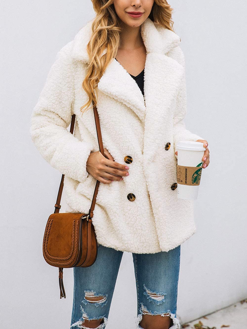 PRETTYGARDEN Women's Oversized Sherpa Fleece Coats | Fuzzy Fluffy Teddy Coat with Pockets, Soft Cozy Faux Fur Jacket, Casual Lapel Collar, Warm Winter Outerwear for Daily Wear thumbnail