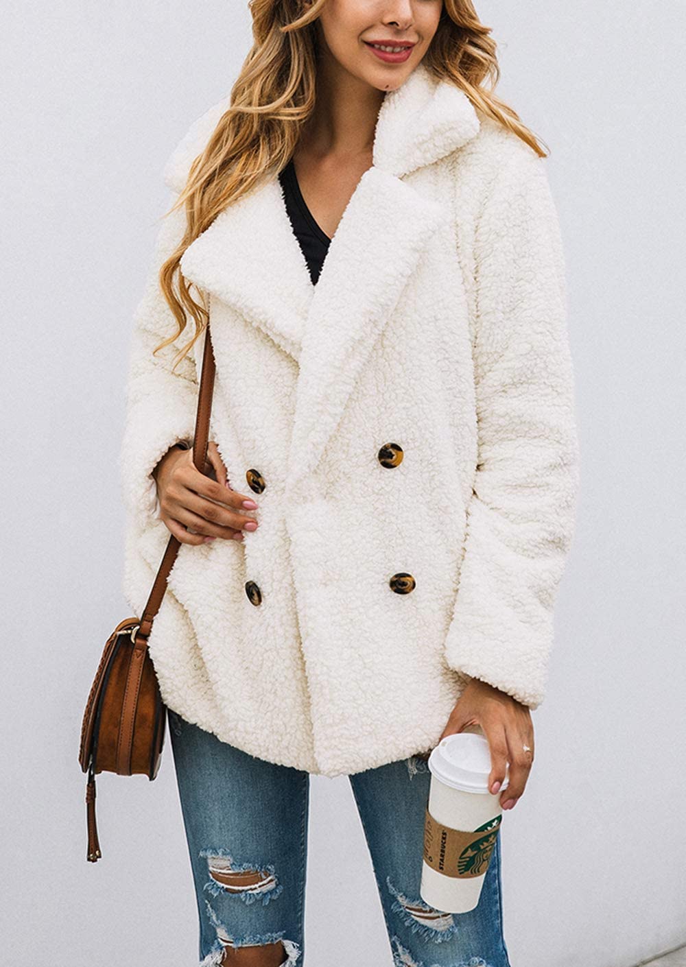 PRETTYGARDEN Women's Oversized Sherpa Fleece Coats | Fuzzy Fluffy Teddy Coat with Pockets, Soft Cozy Faux Fur Jacket, Casual Lapel Collar, Warm Winter Outerwear for Daily Wear thumbnail