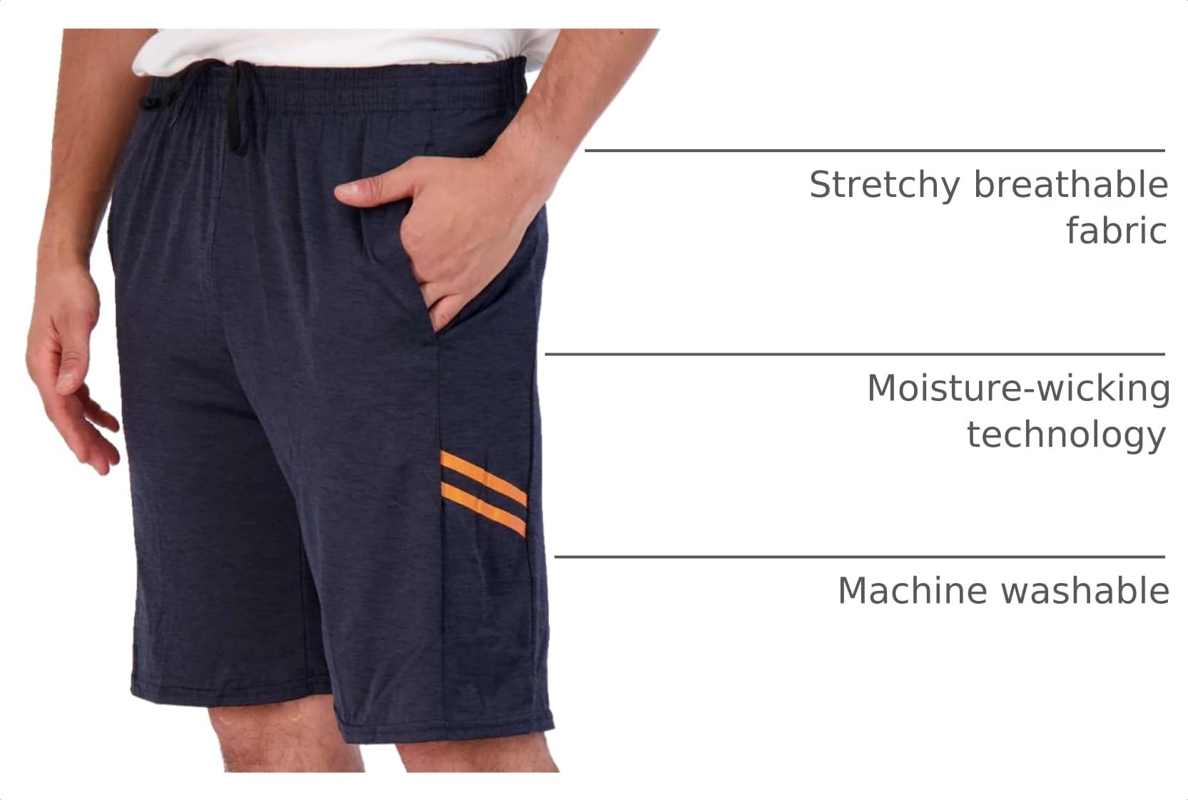 Real Essentials Men’s 5 Pack: 9" Dry-Fit Shorts – Athletic Gym, Workout, Basketball, Running, Casual Lounge Active Pockets thumbnail