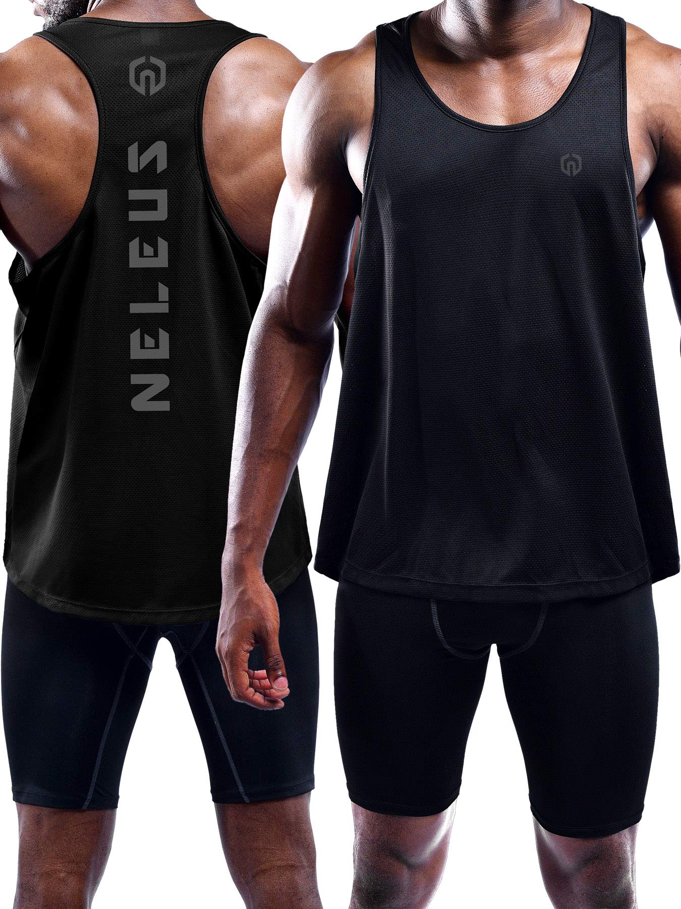 NELEUS Men's 3 Pack Dry Fit Y-Back Muscle Tank Workout Gym Shirt thumbnail