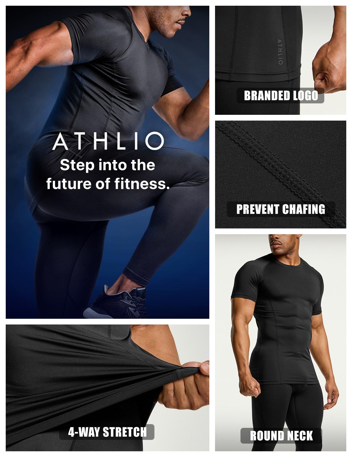 ATHLIO Men's Cool Dry Short Sleeve Compression Shirts, Sports Baselayer T-Shirts Tops, Athletic Workout Shirt thumbnail