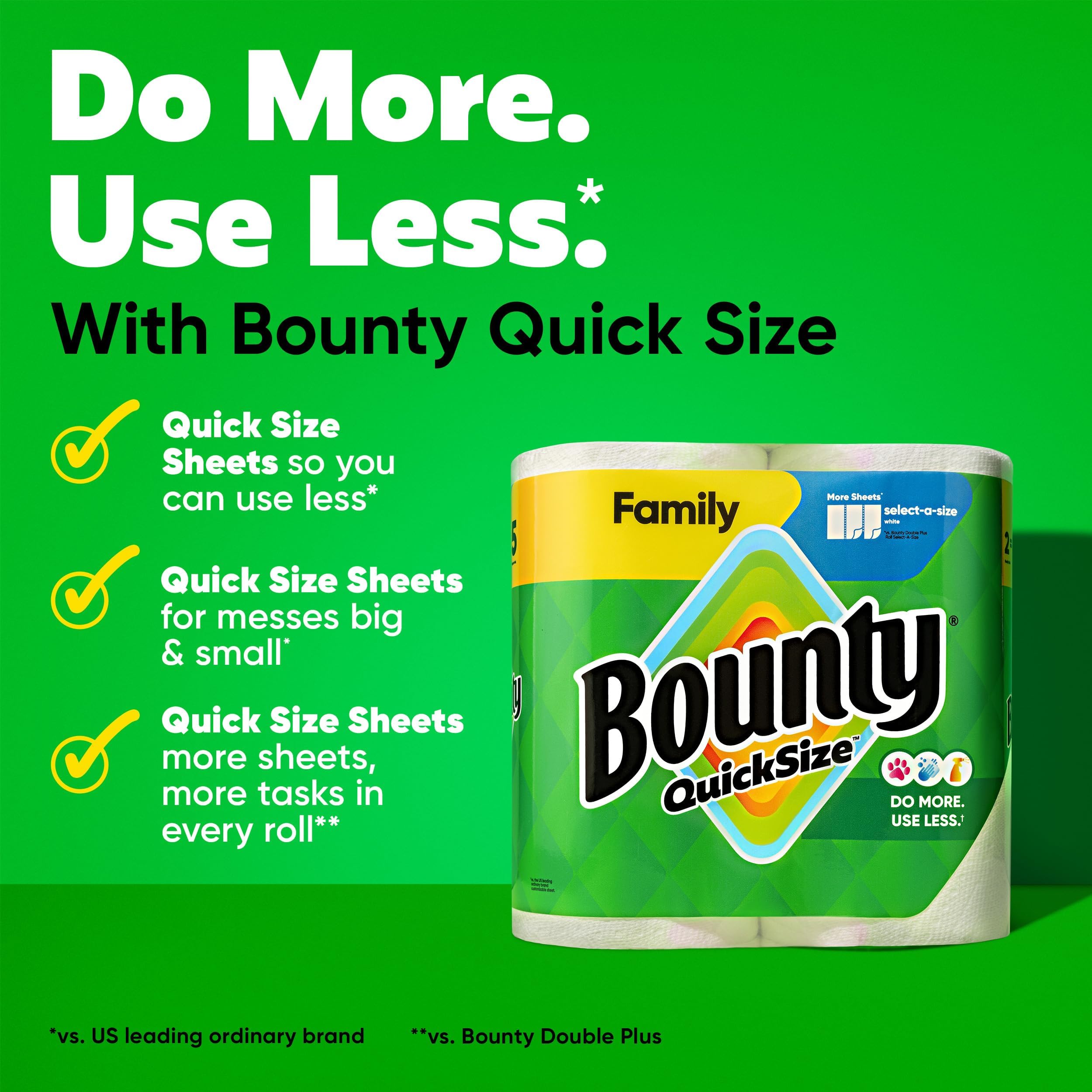 Bounty Quick Size Paper Towels, White, 8 Family Rolls thumbnail