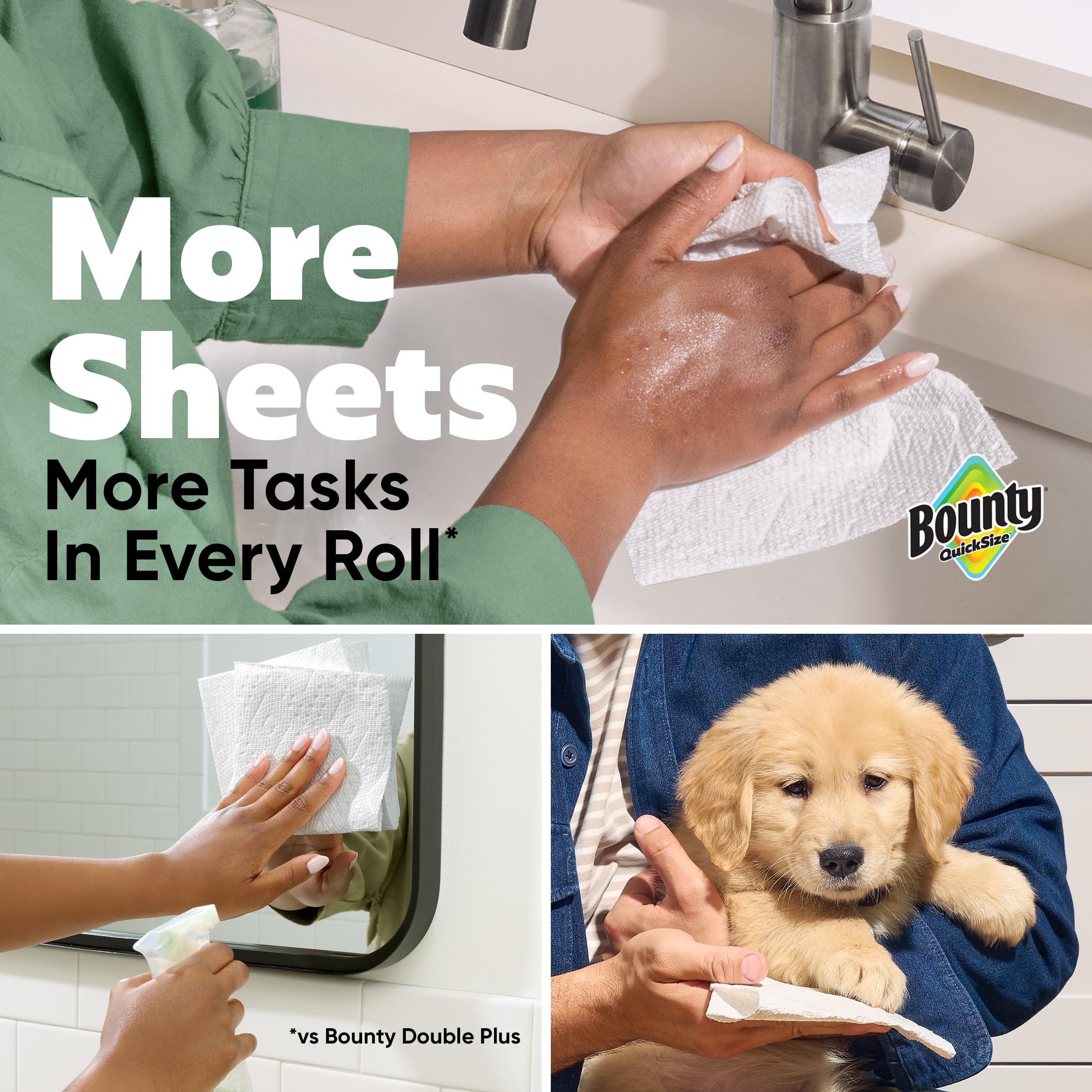 Bounty Quick Size Paper Towels, White, 8 Family Rolls thumbnail