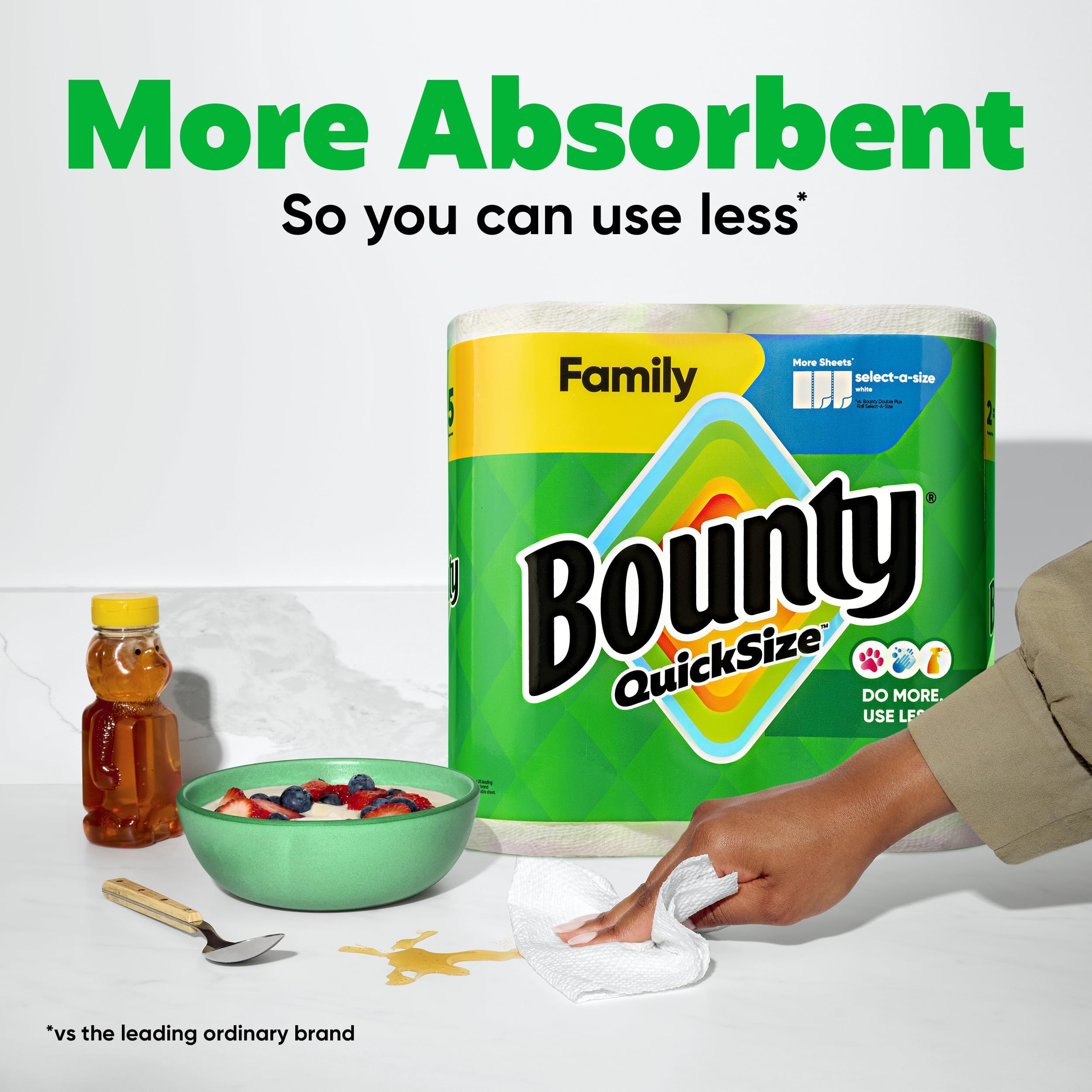 Bounty Quick Size Paper Towels, White, 8 Family Rolls thumbnail