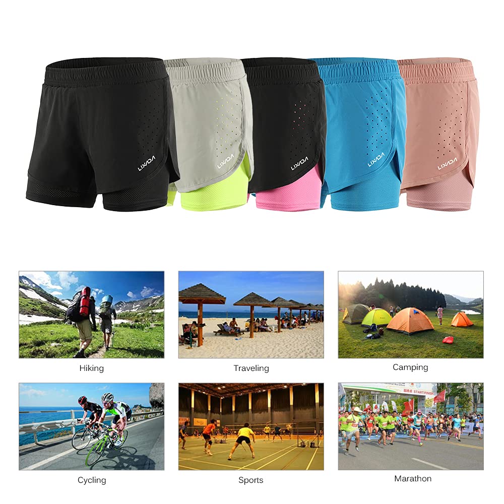Lixada Women's Running Shorts 2-in-1 Double Layer Elastic Waistband Workout Fitness Active Yoga Jogging Athletic thumbnail