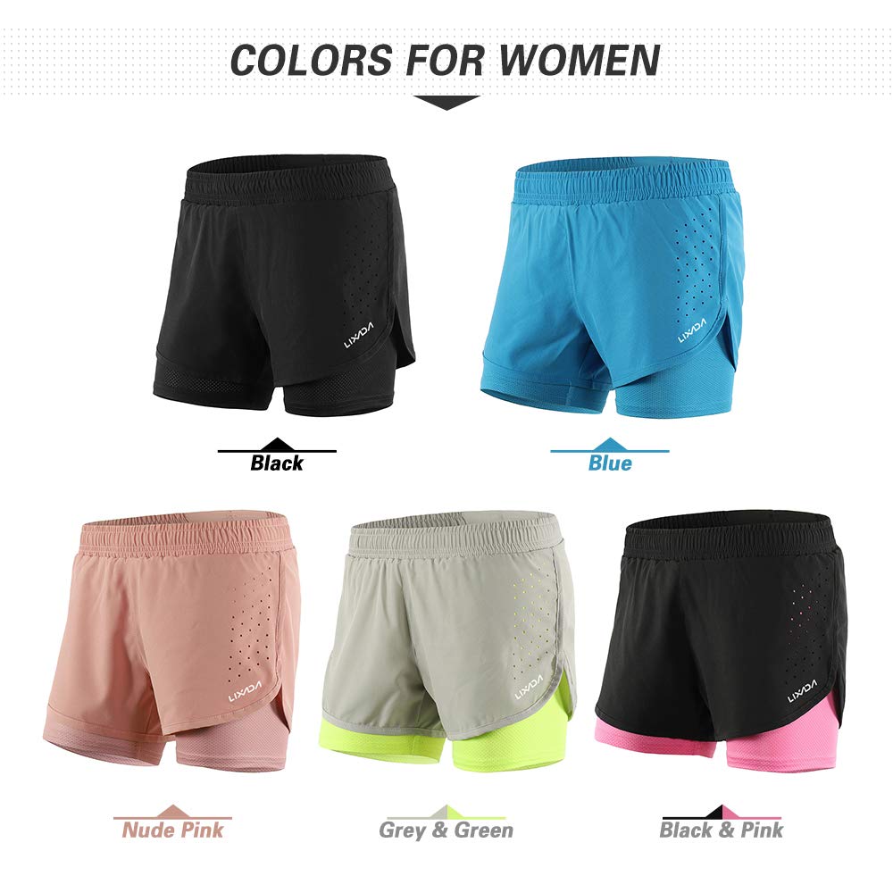 Lixada Women's Running Shorts 2-in-1 Double Layer Elastic Waistband Workout Fitness Active Yoga Jogging Athletic thumbnail