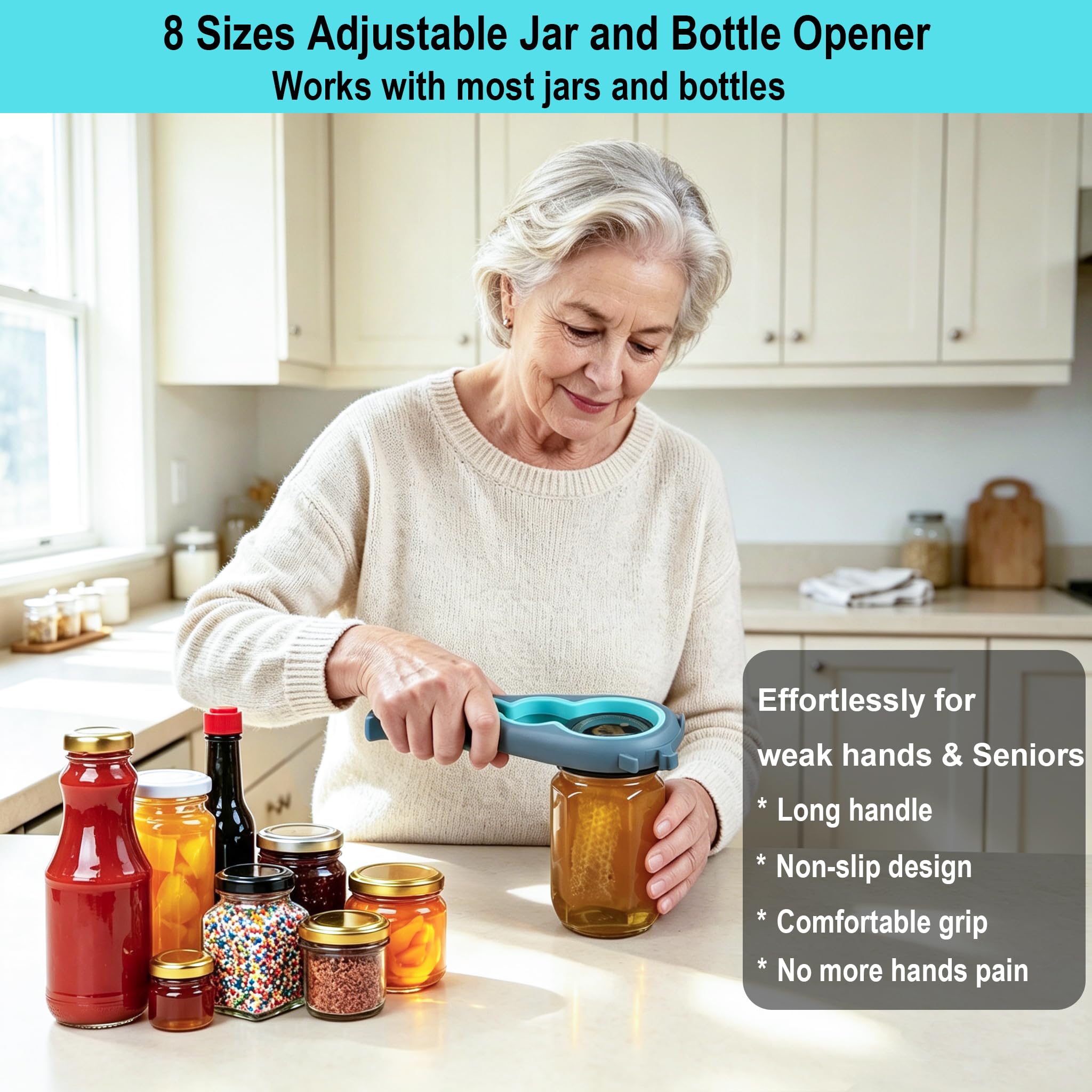 Otstar Jar Opener & Bottle Opener for Seniors with Arthritis, Weak Hands thumbnail