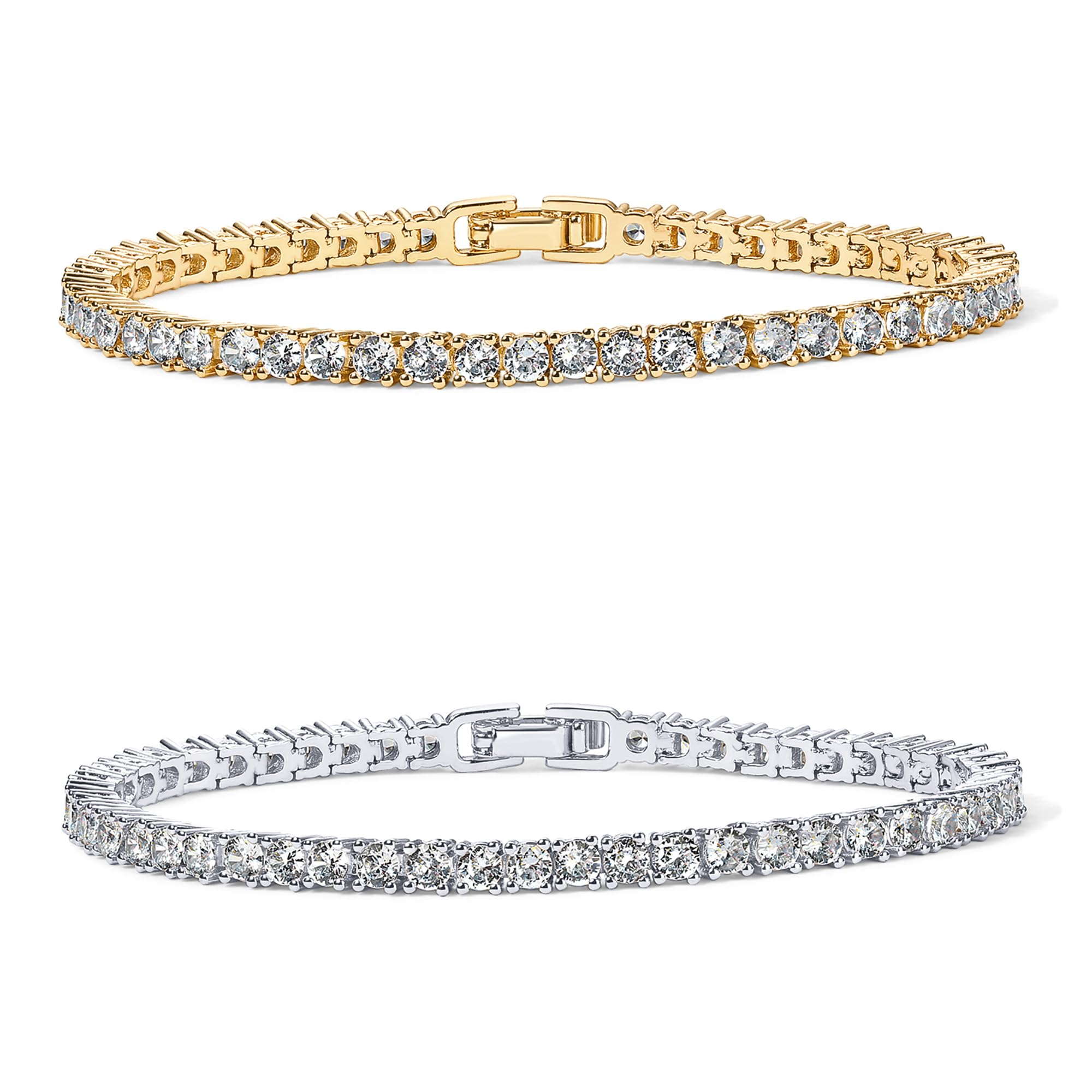PAVOI 14K Gold Plated 3mm Cubic Zirconia Classic Tennis Bracelet | Gold Bracelets for Women thumbnail