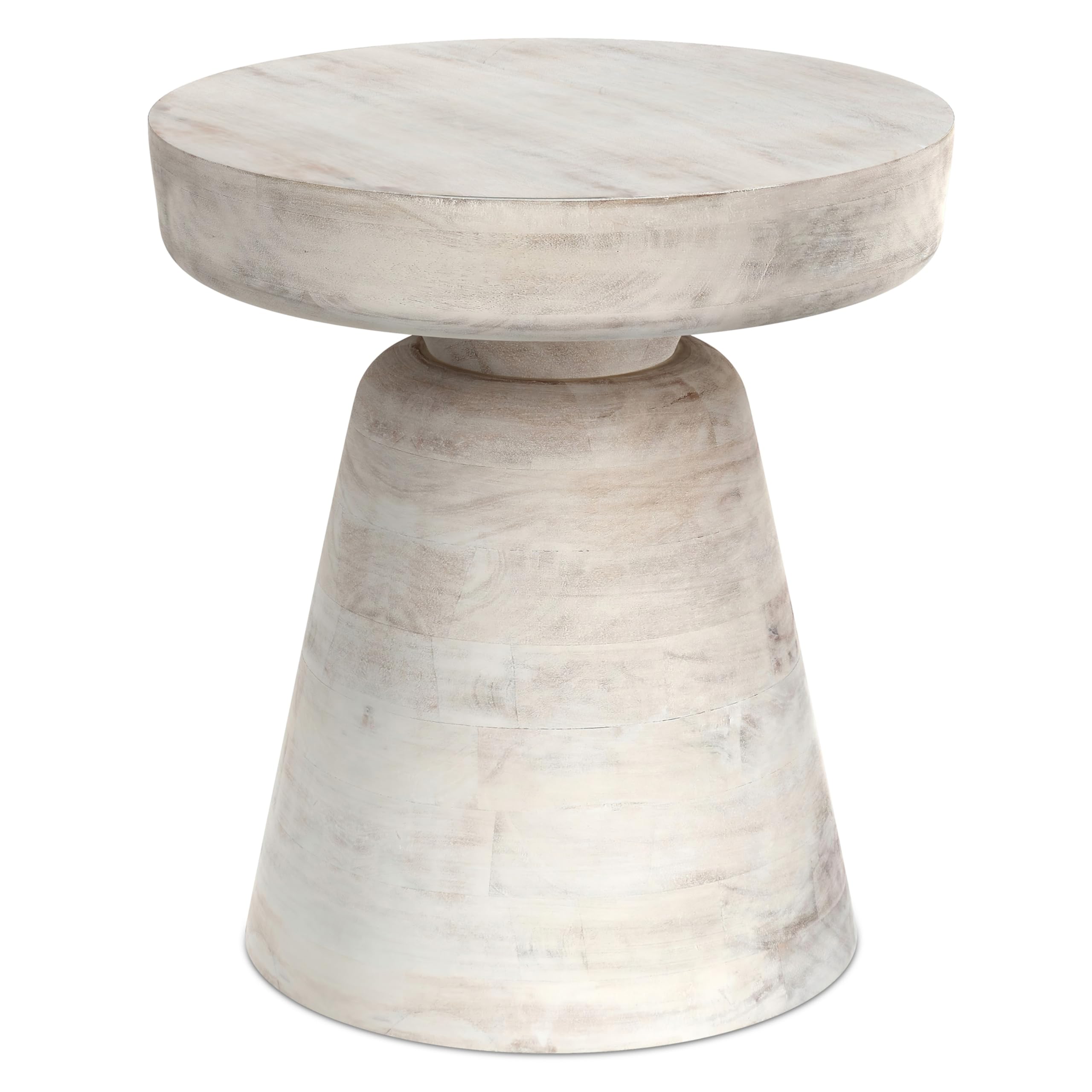 SIMPLIHOME Robbie 16" Wide Solid Wood Round End Table in White Wash