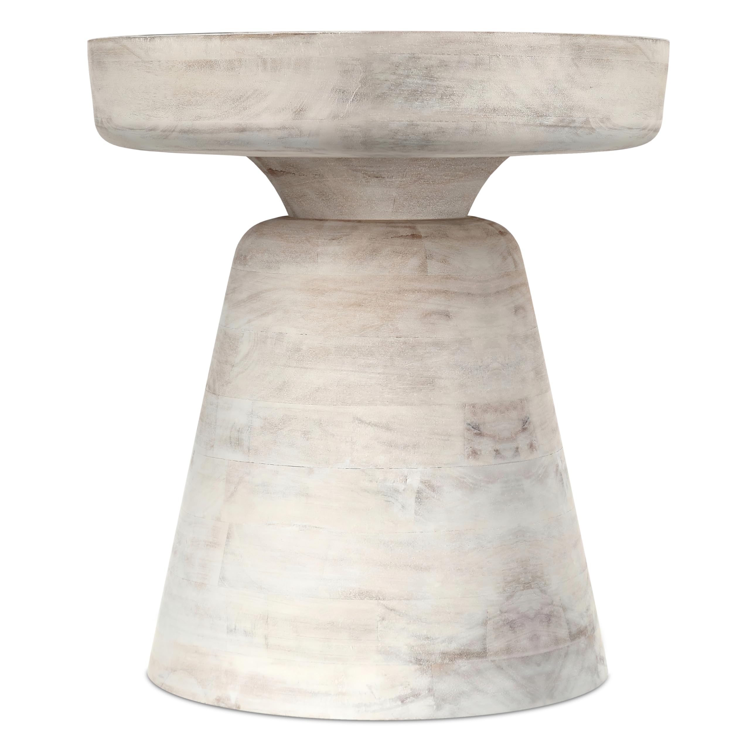 SIMPLIHOME Robbie 16" Wide Solid Wood Round End Table in White Wash thumbnail