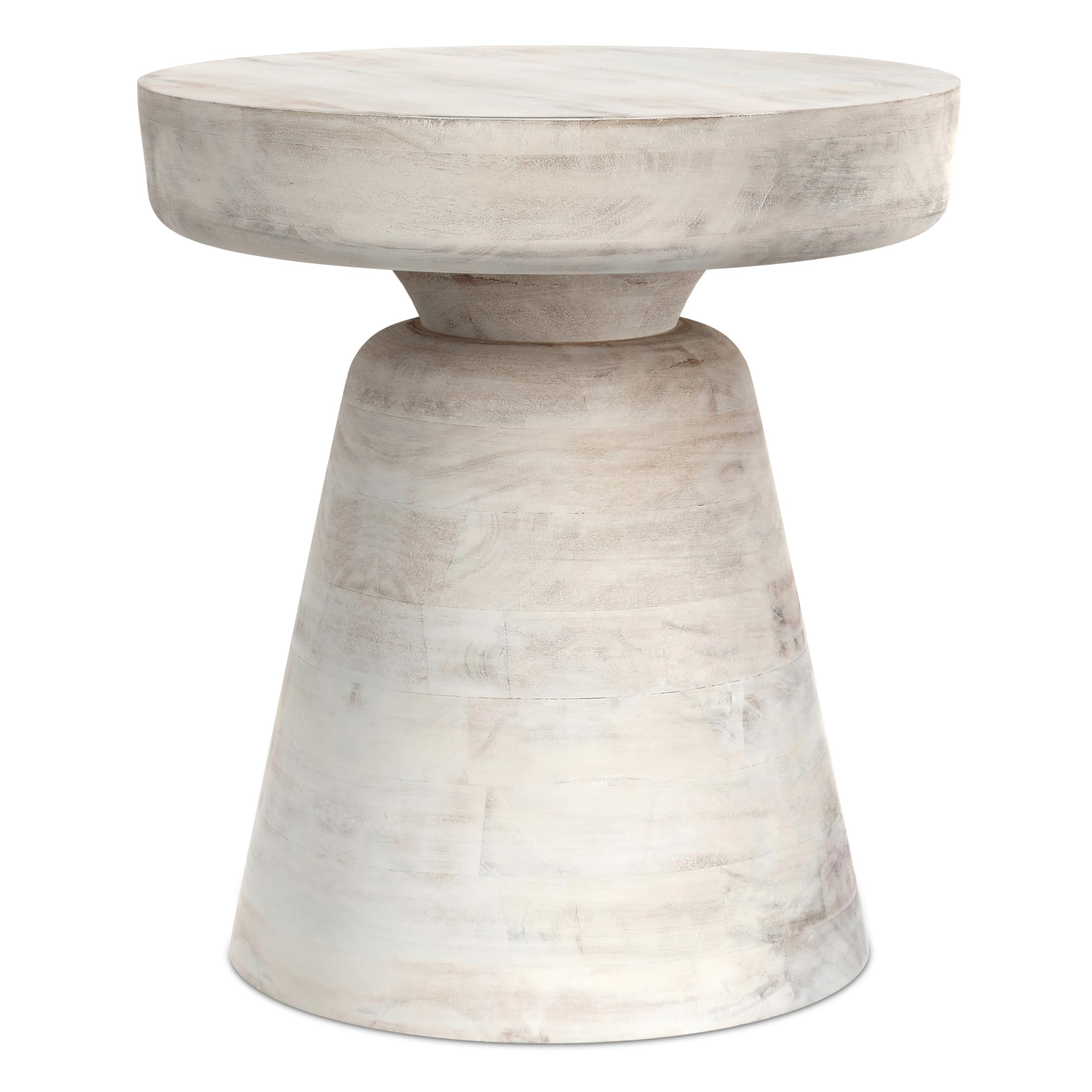 SIMPLIHOME Robbie 16" Wide Solid Wood Round End Table in White Wash thumbnail