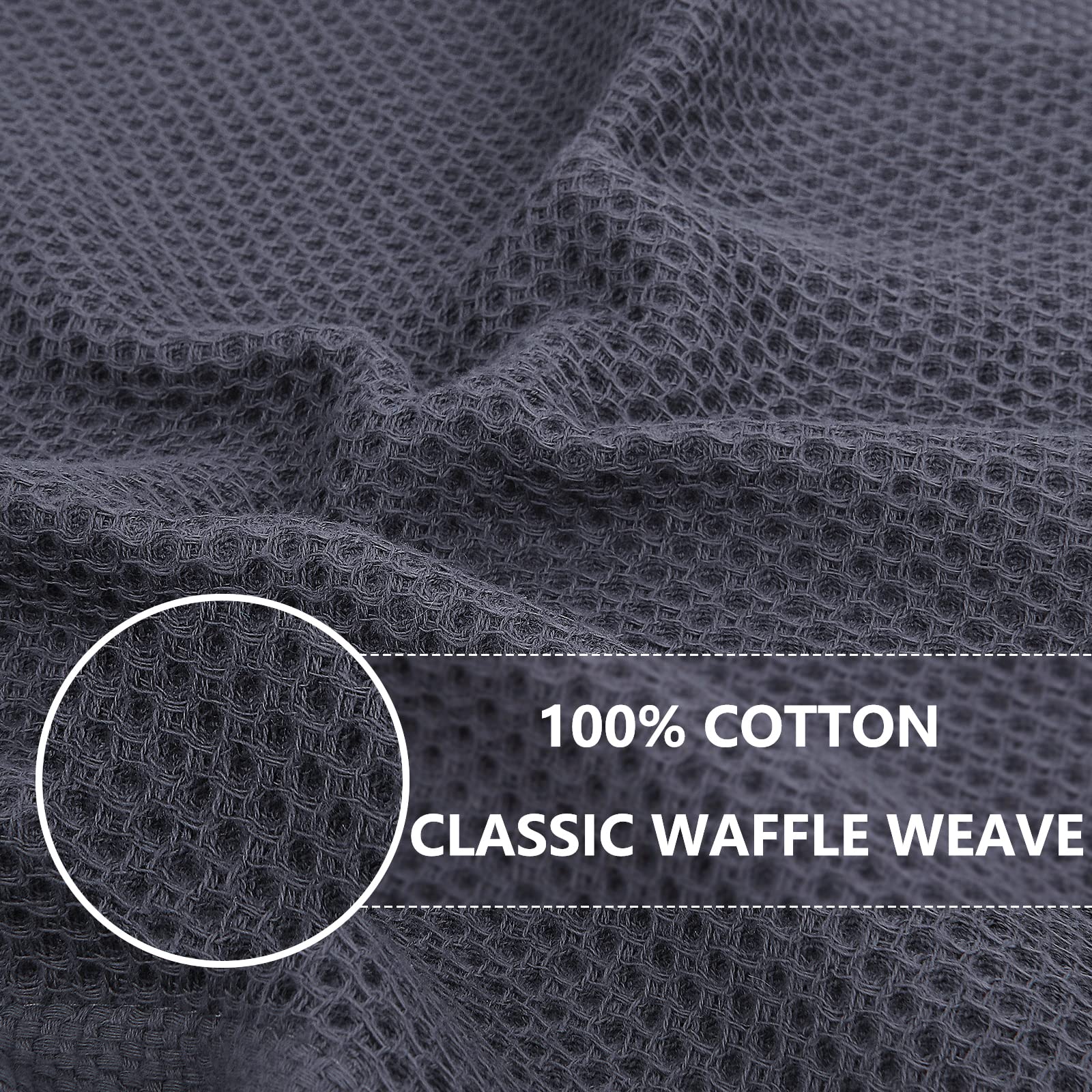 Homaxy 100% Cotton Waffle Weave Kitchen Dish Cloths 6-Pack, Dark Grey thumbnail