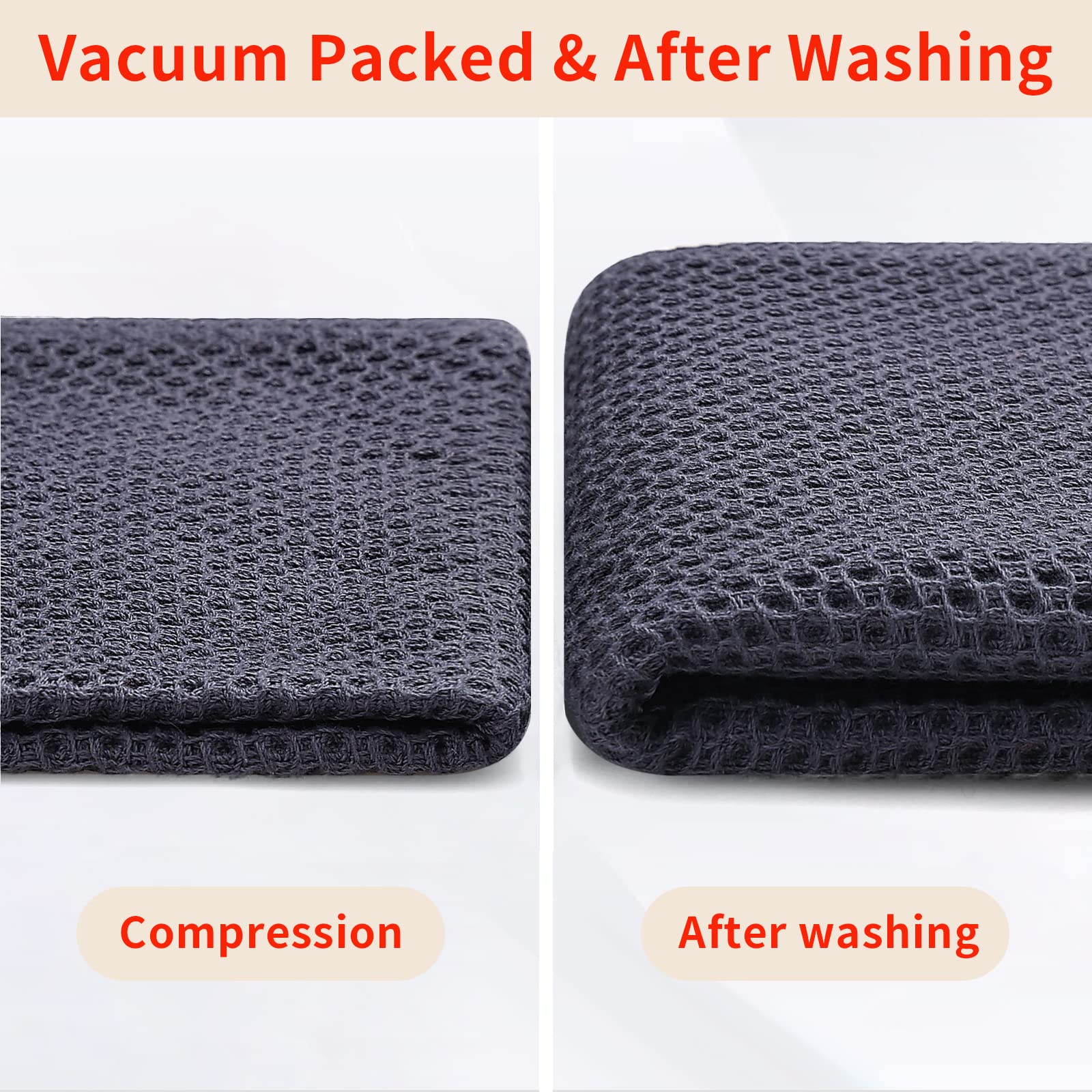 Homaxy 100% Cotton Waffle Weave Kitchen Dish Cloths 6-Pack, Dark Grey thumbnail
