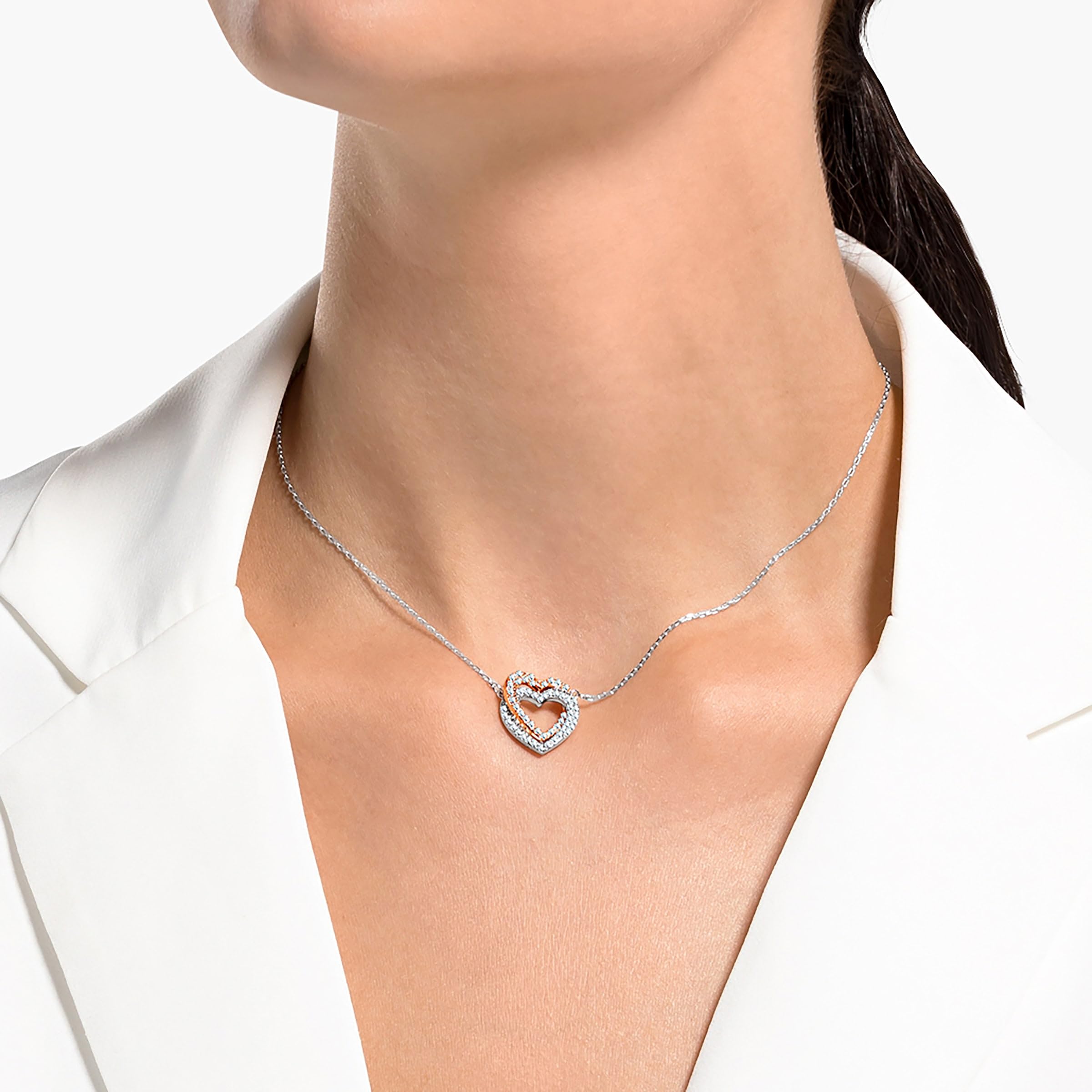 Swarovski Infinity Heart Jewelry Collection, Necklaces and Bracelets, Rose Gold & Rhodium Tone Finish, Clear Crystals thumbnail