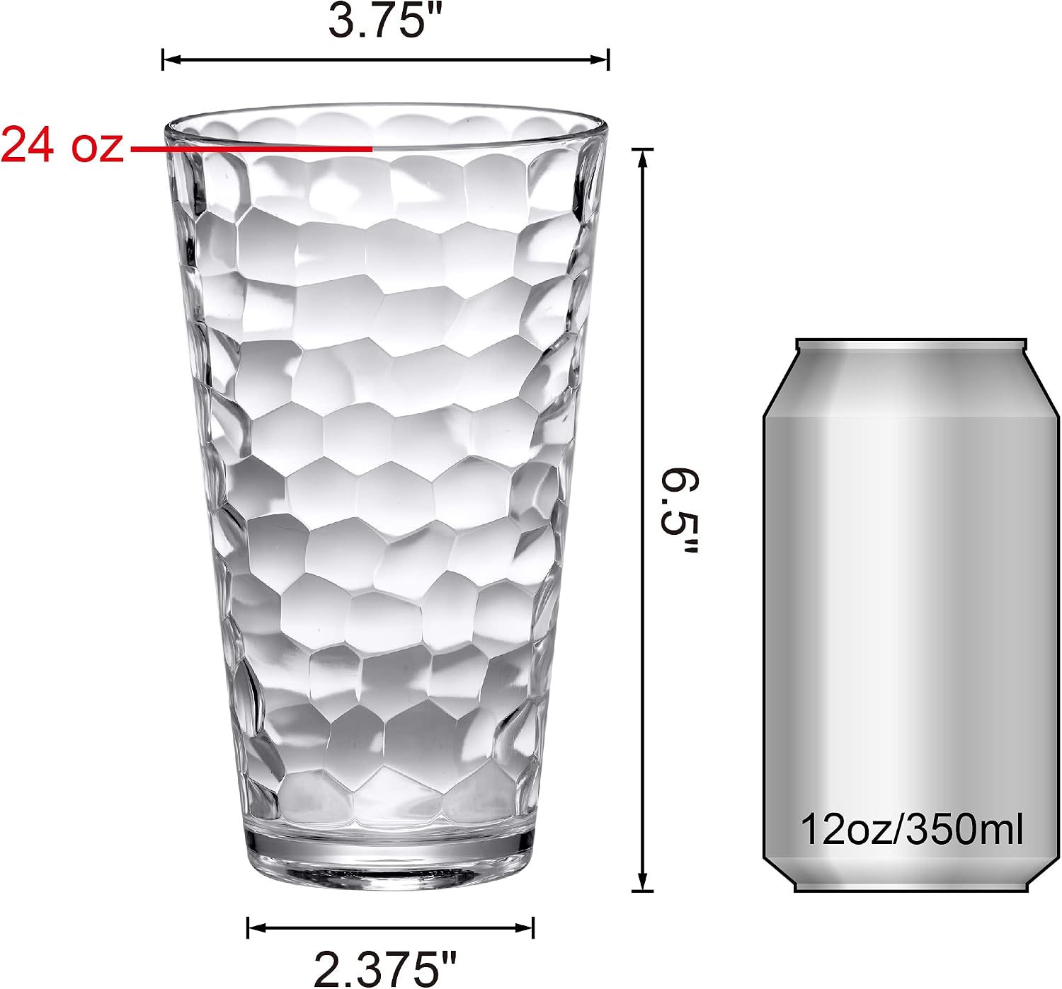 Amazing Abby - Iceberg - 24-Ounce Plastic Tumblers (Set of 8), Plastic Drinking Glasses, All-Clear High-Balls, Reusable Cups, Stackable, BPA-Free, Shatter-Proof, Dishwasher-Safe thumbnail