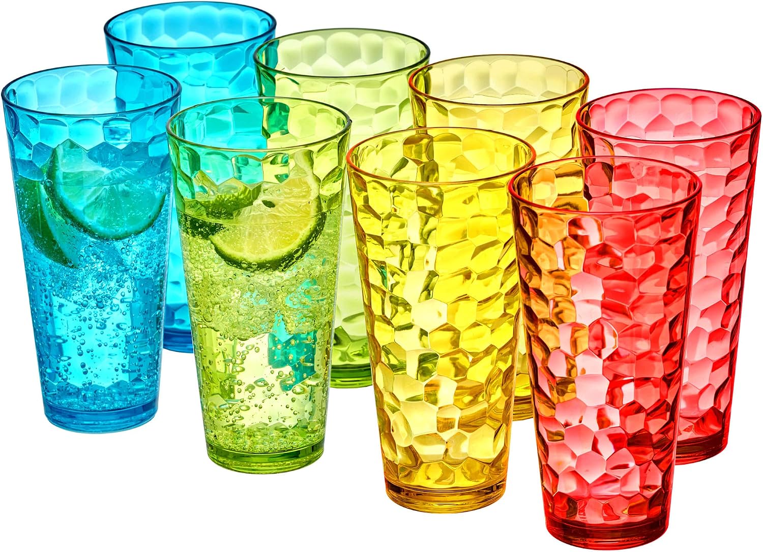 Amazing Abby - Iceberg - 24-Ounce Plastic Tumblers (Set of 8), Plastic Drinking Glasses, All-Clear High-Balls, Reusable Cups, Stackable, BPA-Free, Shatter-Proof, Dishwasher-Safe thumbnail
